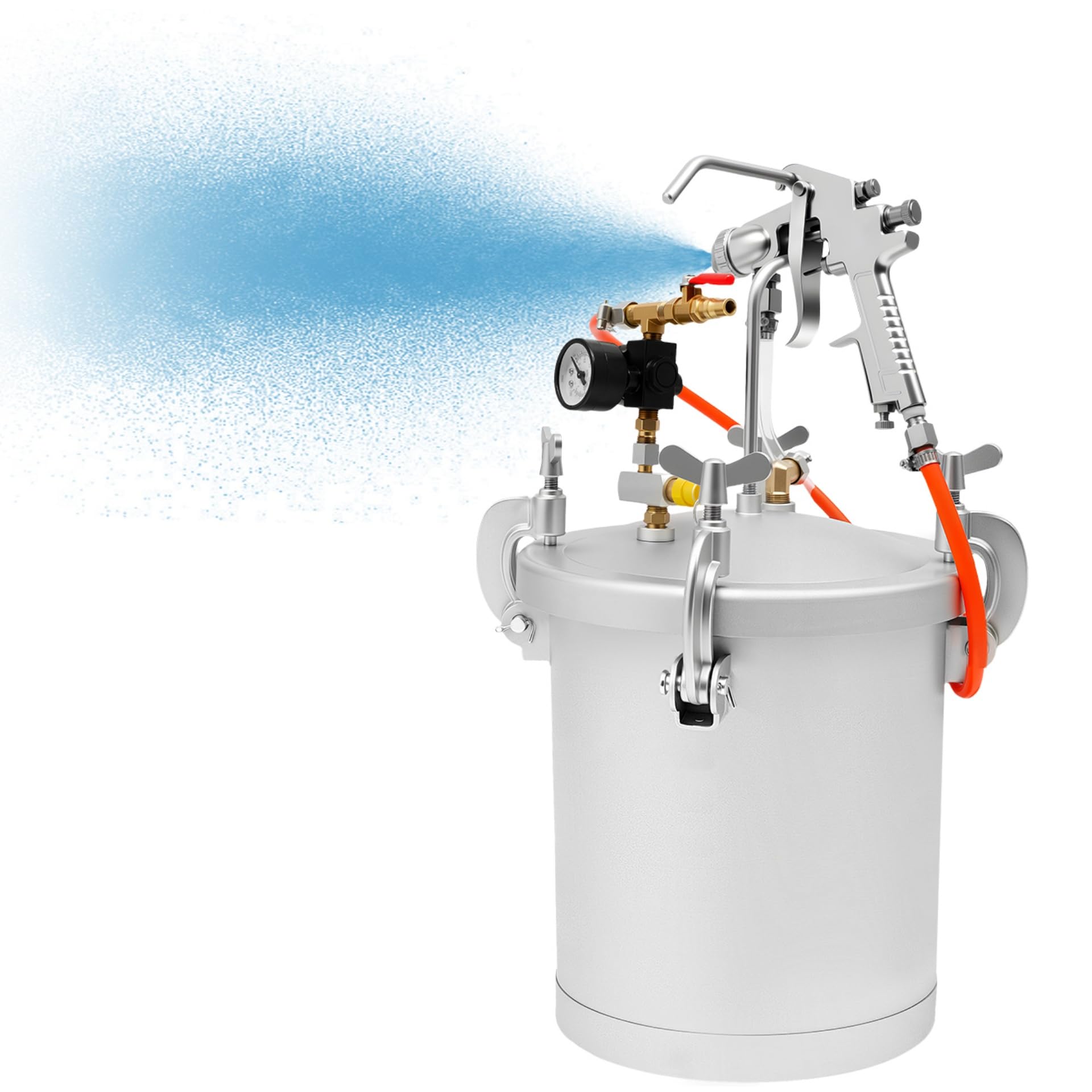 Contenitore a pressione 10 l con pistola a spruzzo per vernice, ugello da 3 mm, sistema Air Paint Spray per pittura da parete e vernici industriali, pressione regolabile con manometro e valvola di