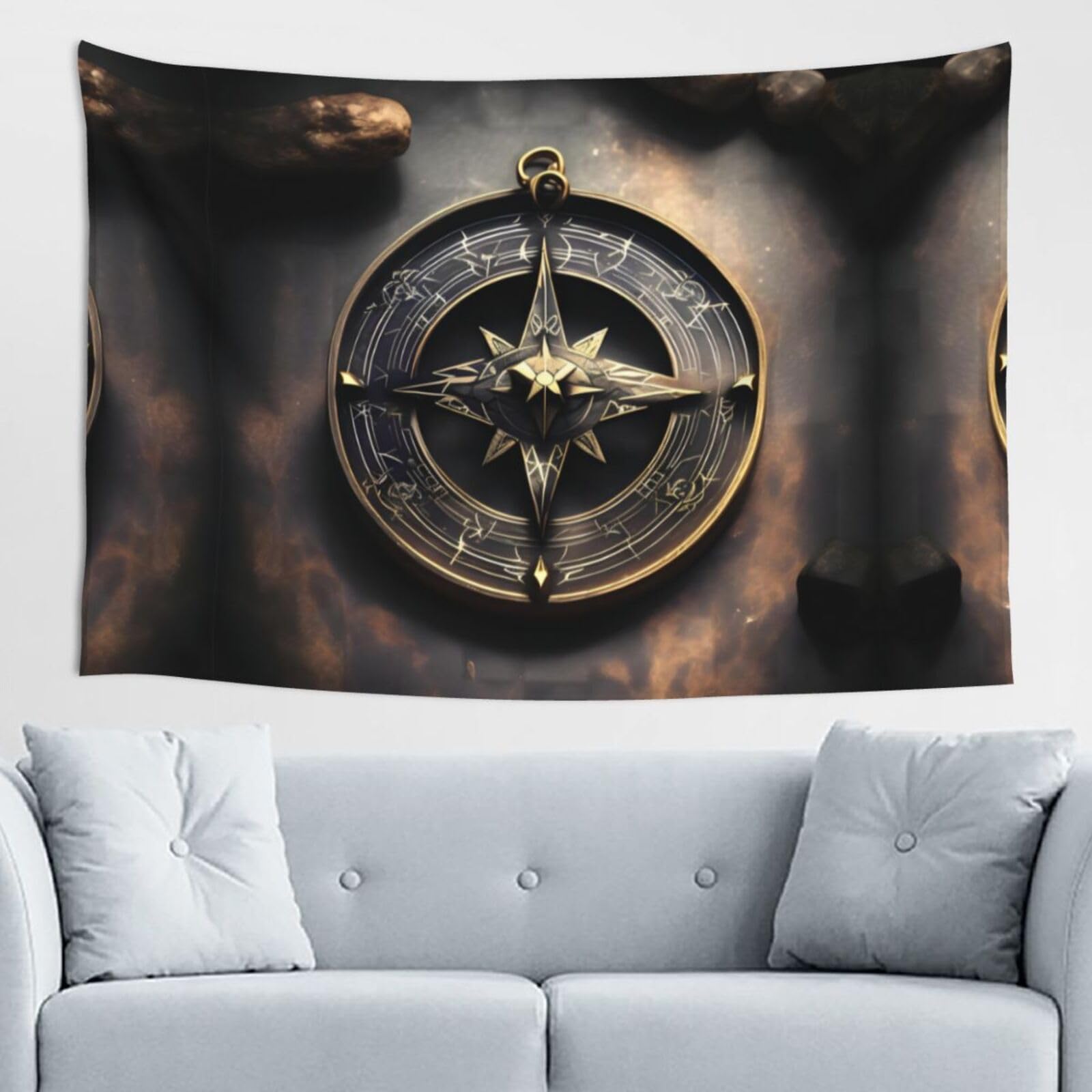 ZZYYDS Magical Design Norse Runes Compass Wall Decor Tapestry 60x40in, Wall Hanging, Home Decor, Dorm Decor, Porch Tapestry, etc.