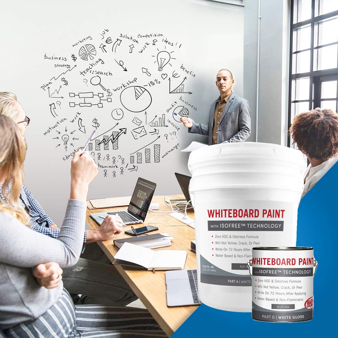 Rain Guard Water Sealers SP-0105 Marker Board Paint IsoFree Clear 2-Part Gloss Ready to USE Covering up to 800 Sq. Ft. on All Wall Surfaces. 4 Gallon A and B Kit