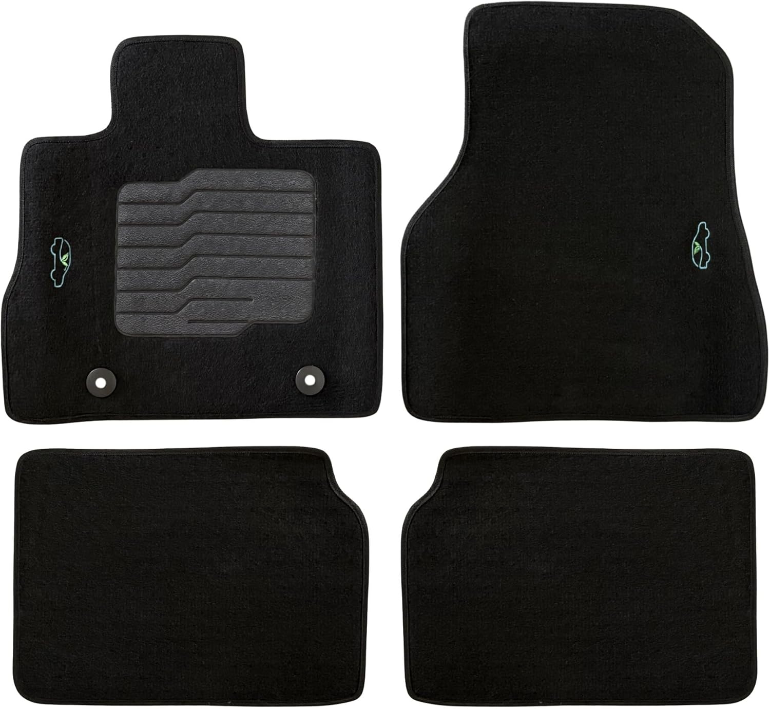 ecoMats Carpet Floor Mats Fit for 2010 to 2017 Chevrolet Equinox / 2010 to 2017 GMC Terrain, with Safety Locks and Non-Slip Driver Heel Pad, Front and Rear, Black