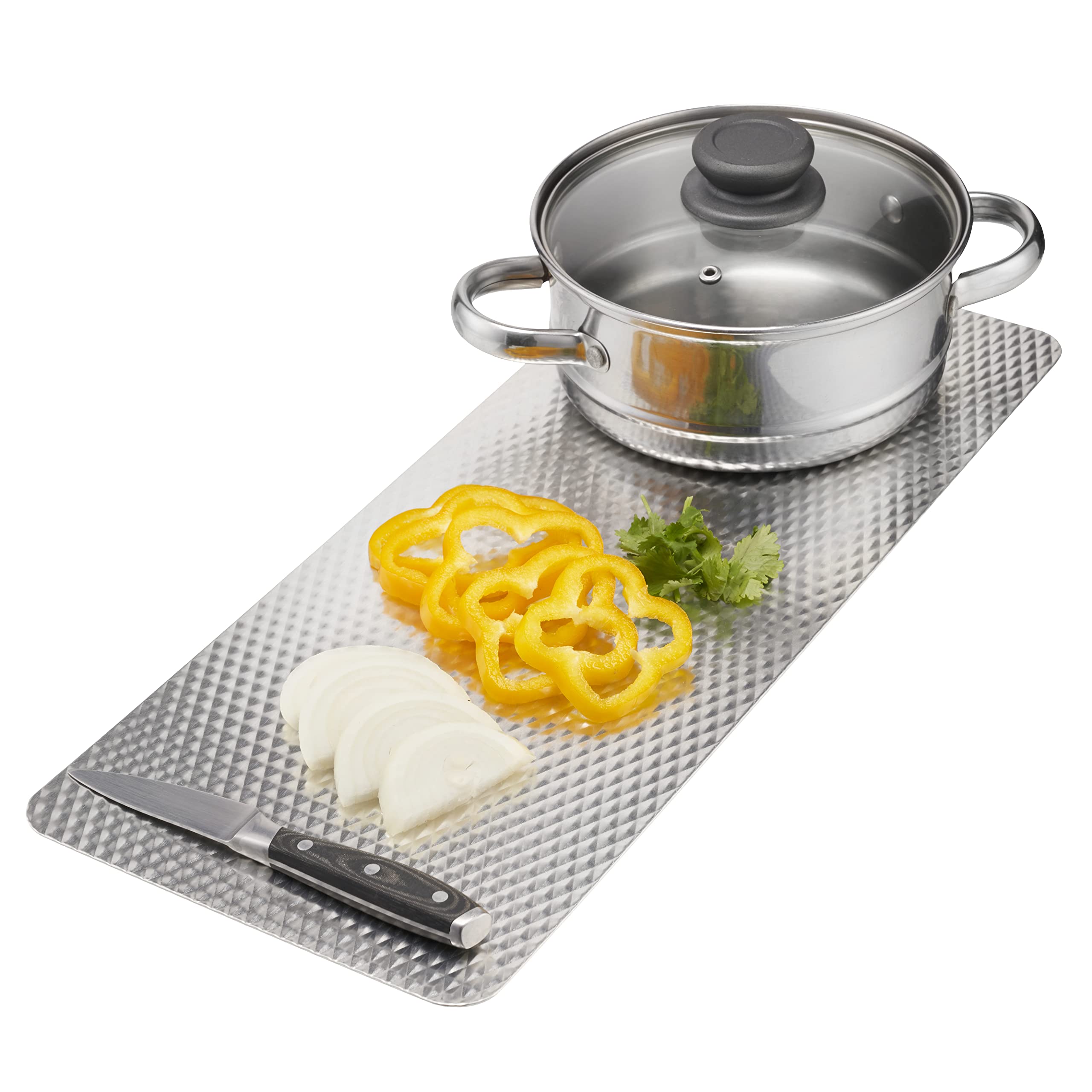 Heat Resistant Kitchen Mat – 50 x 21cm Silver Worktop Saver Surface Protector Counter Hot Mat – Perfect as a Trivet for Hot Pans & Cookware