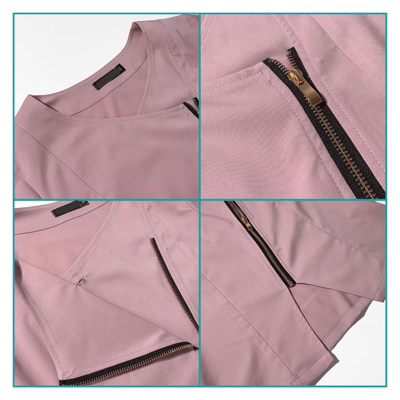 Abbigliamento da Lavoro da Infermiera for Donna Scrub Uniforme da Sala operatoria Top e Pantaloni Toelettatori Set Sanitario con Cerniera veterinaria for Animali Domestici(Gray,XL)