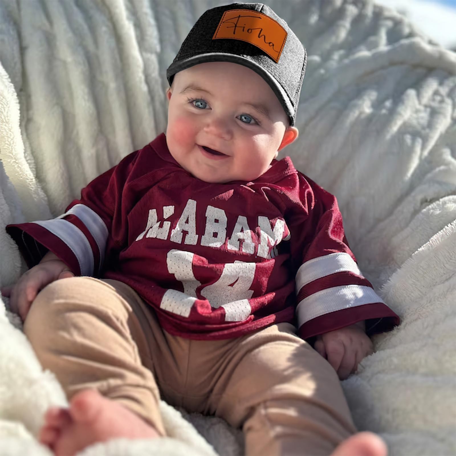 Rucekia Personalized Toddler Baby Mesh Cap: Custom Name Baseball Cap with Adjustable Snapback, Personalized Gift Sun Protection Trucker Hat for Infants Kids Adults (Black)