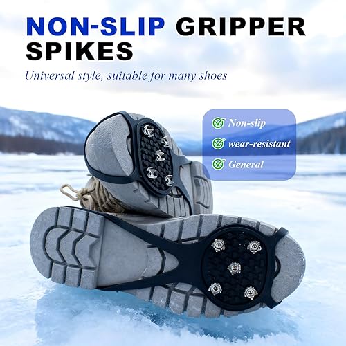 Miniatura 3 de Pinzas universales antideslizantes para zapatos de nieve con 5 dientes de acero, tacos de tracción, agarre de nieve y nieve, silicona antideslizante