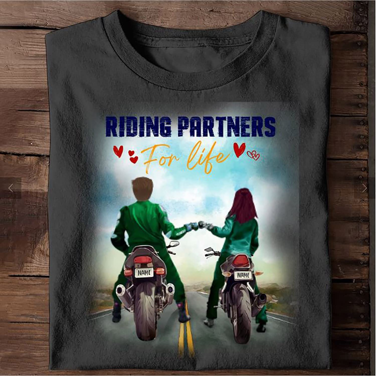 Personalized Riding Partners For Life Couple Biker Partners T-shirt, Biker Lovers Tshirt, Married Since Couple Shirts