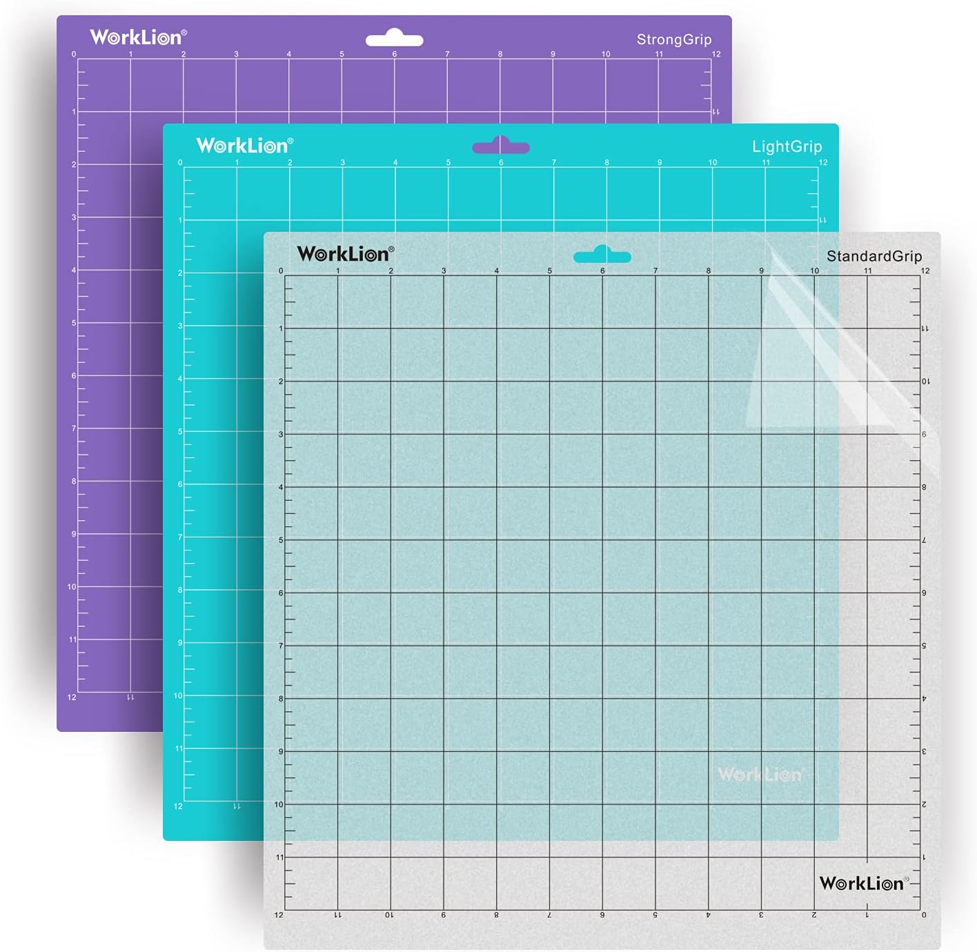 Cutting-Mat 12x12 for Silhouette Cameo: (3 Mats - StandardGrip, LightGrip, StrongGrip) Variety Adhesive Sticky Durable Non-Slip Craft Replacement Mats for Silhouette Cameo 4/3/2/1