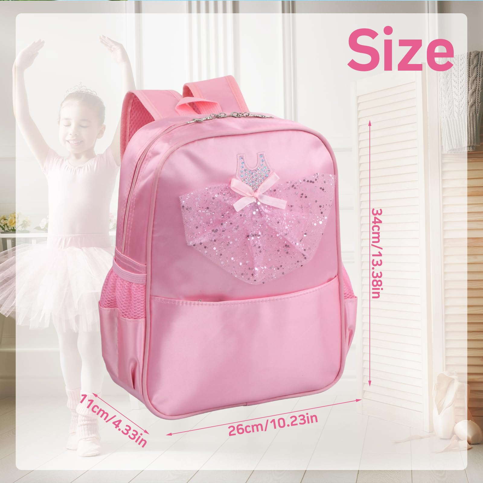 Borsa da Danza Balletto, Principessa Borsa da Ballo Ragazze Zaino Danzante Borsa della Ragazza per Balletto Sport Ginnastica Nuoto Scuola All'aperto Viaggio Yoga