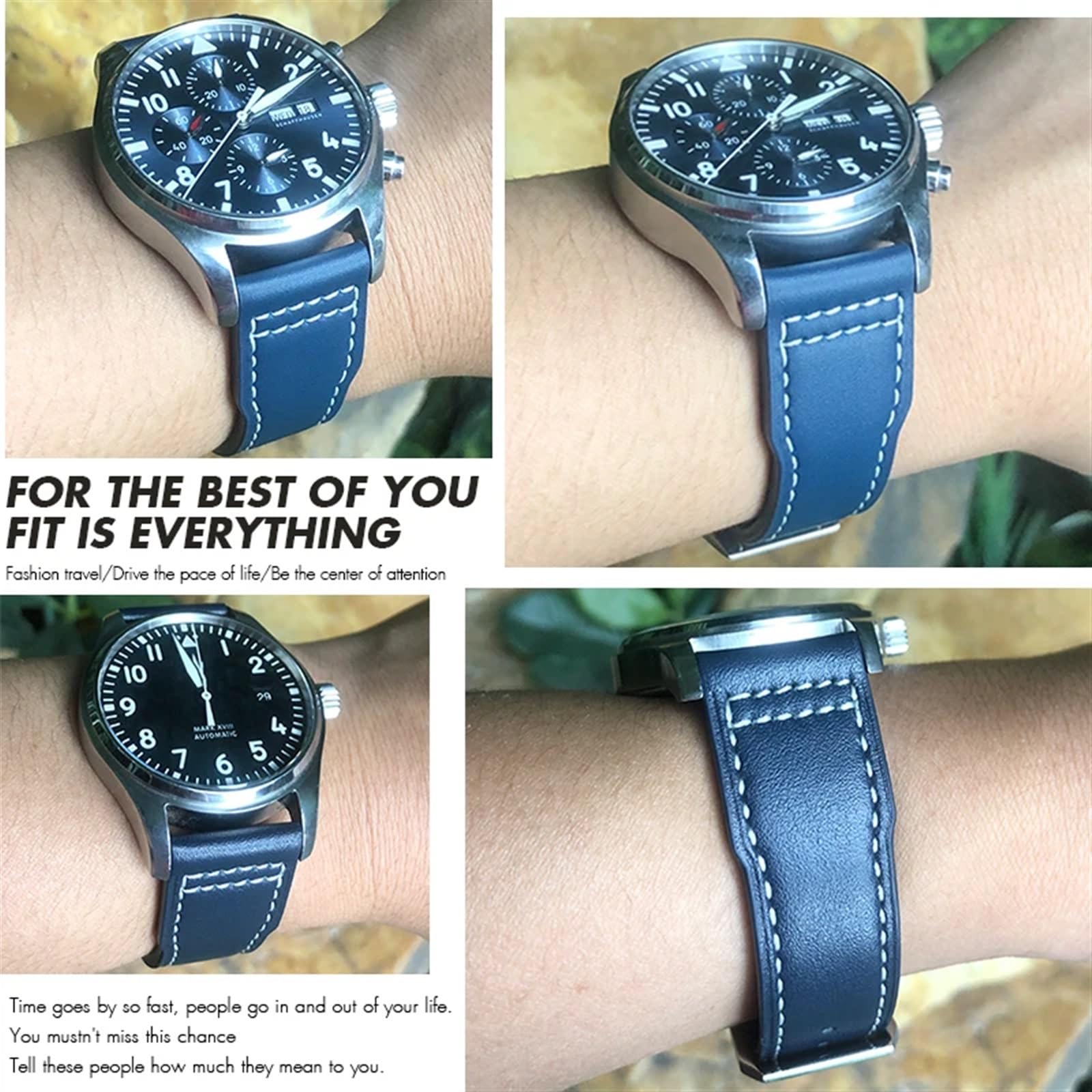 20mm 21mm 22mm cinturino in vera pelle adatto per orologio da pilota IWC IW3777 PORTOFINO Mark 18 cinturino nero blu marrone bracciali uomo
