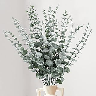 HOMEXO Cotton Artificial Eucalyptus Stems Decor Leaves Faux For Vases Height-16 Greenery Branches, 24 Pcs For Wedding Cent Price In India