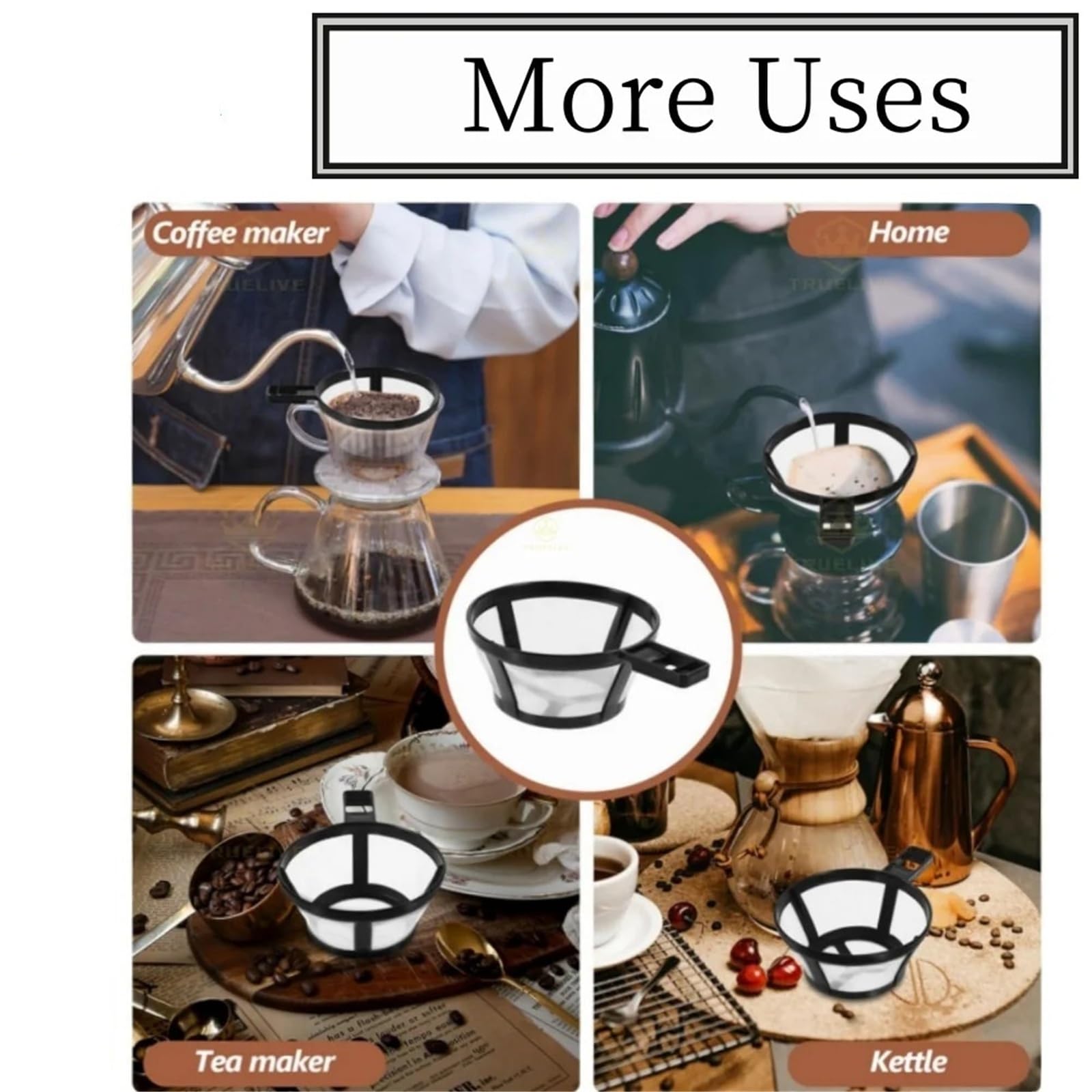 Wiederverwendbares Kaffeesieb-Filter-Set für Kaffeemaschine, Tasse und Kanne, 20-1 x Kaffee-Brauer-Werkzeug (B, 3 Stück)