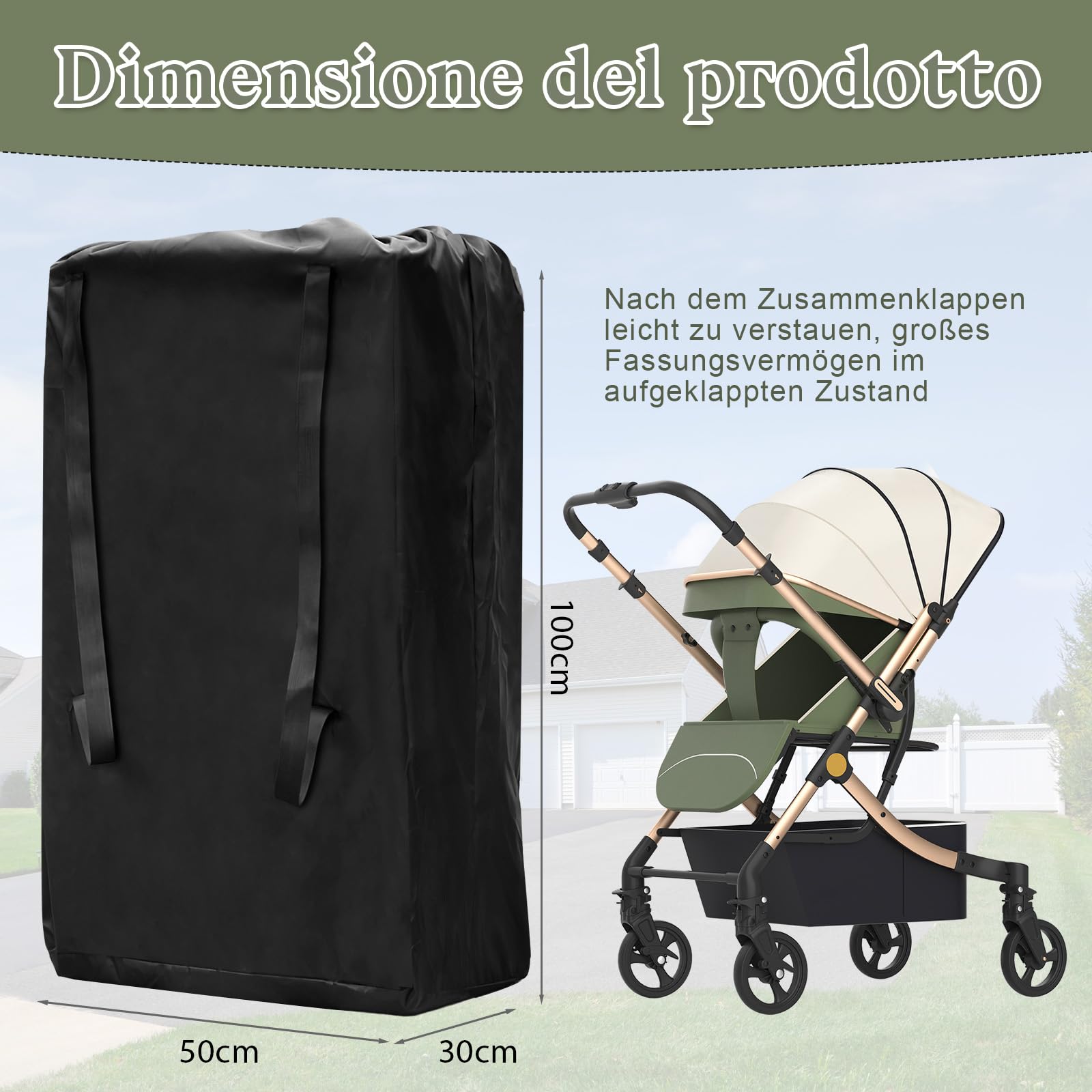 Borsa Trasporto Passeggino Leggero, Borsa da Viaggio per Passeggino Impermeabile Nero Borsa Passeggino Viaggio Universale, Sacca Passeggino Aereo Utilizzato per Trasporto Passeggino
