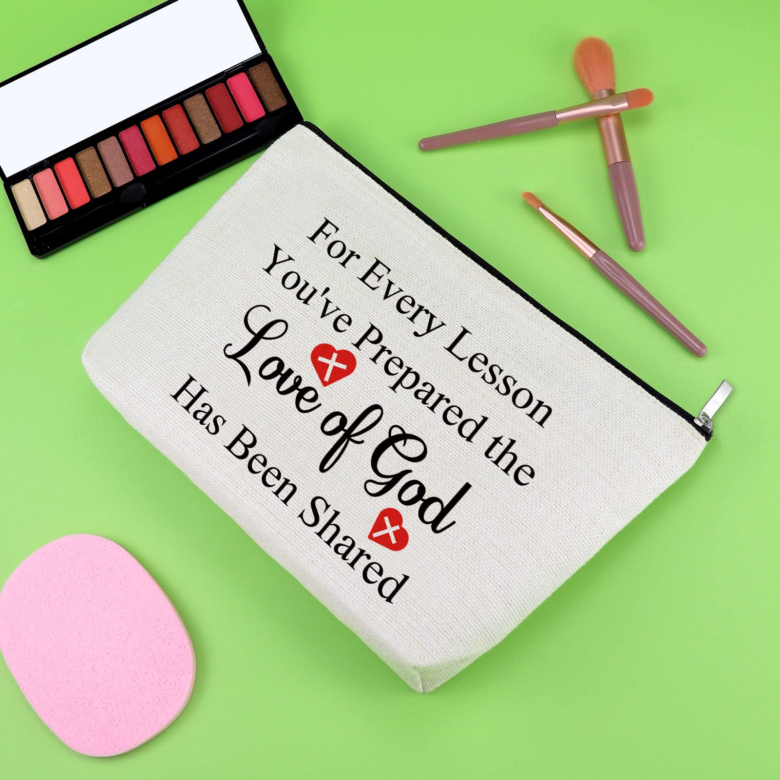 Christian Gifts for Teachers Appreciation Makeup Bag Sunday School Teachers Gift Cosmetic Bag Christian Religious Gifts for Teacher Assistant Gifts Appreciation Thank You Gifts for Mentor Makeup Pouch - Image 2