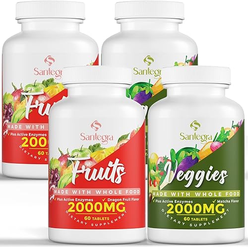 Suplementos de frutas y verduras de 2000 mg, equilibrio natural de más de 35 frutas y verduras, suplemento 100% de superalimentos integrales de