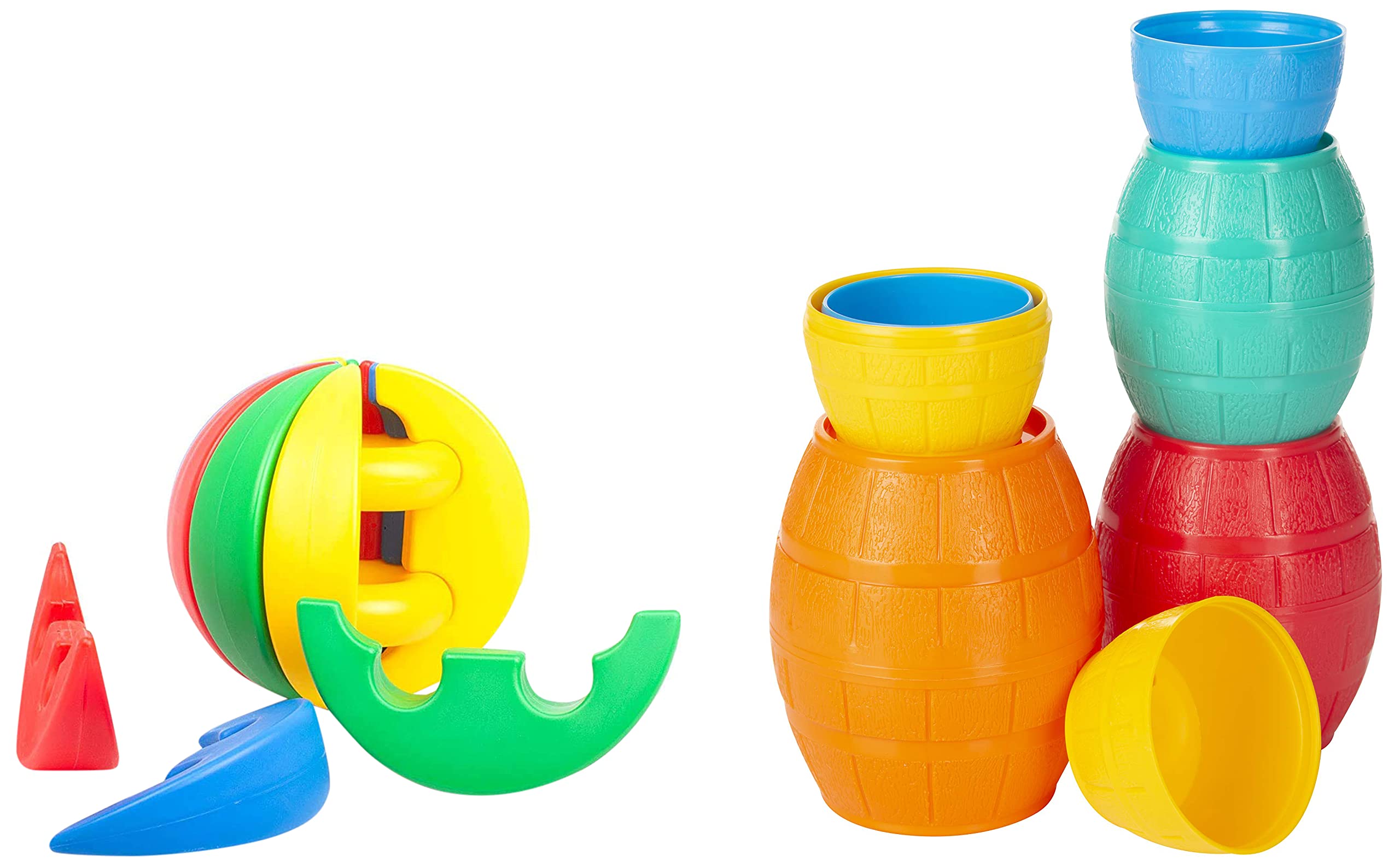 Funskool Giggles - Activity Ball, Learning Activity Toy, Multicolour, 12 Months & Above&Giggles - Stacking Barrels, Helps to Sort,Stack and Nest, 12 Months & Above