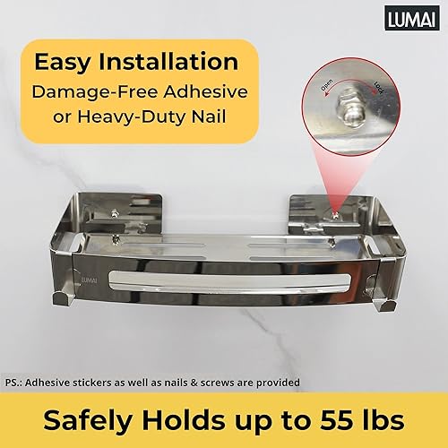 Miniatura 3 de Adhesivo plateado para ducha estante de ducha colgante, soporte para champú para ducha, estante adhesivo de baño, organizador de ducha, organizador