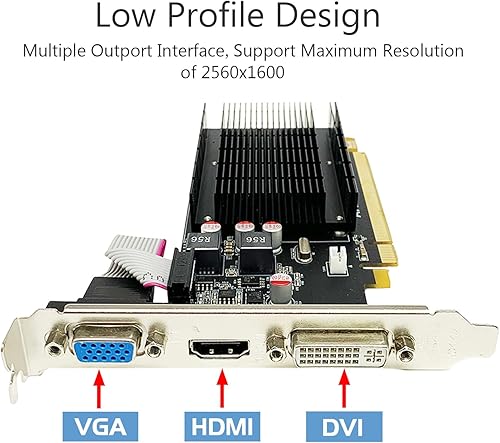 Miniatura 5 de QTHREE Tarjeta gráfica Radeon HD 5450, 2 GB, GDDR3, 64 bits, DVI, HDMI, VGA, tarjeta de video de bajo perfil para PC, GPU de computadora, PCI