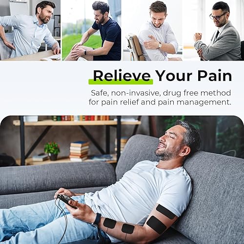 Miniatura 2 de AUVON Estimulador muscular de unidad TENS 3 en 1, masajeador de pulso electrónico de doble canal, máquina TENS EMS, 24 modos de masaje muscular para