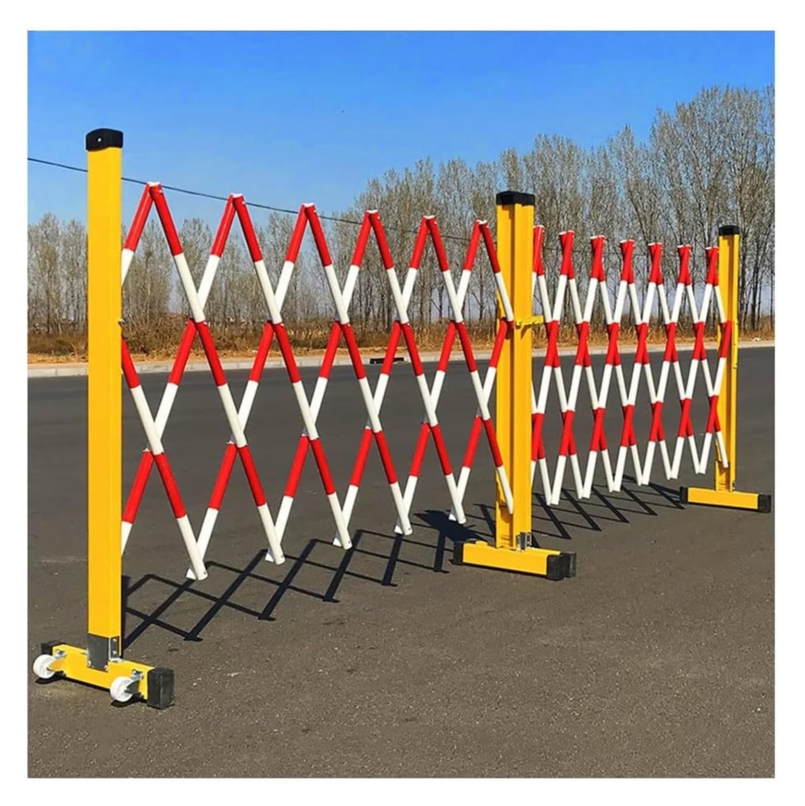 Barriera di Traffico Retrattile, Recinzione di Sicurezza Metallica Estensibile, barriera Portatile Rosso-Bianca, 1,2 x 2 m, Ideale per Il Controllo della Folla in Eventi