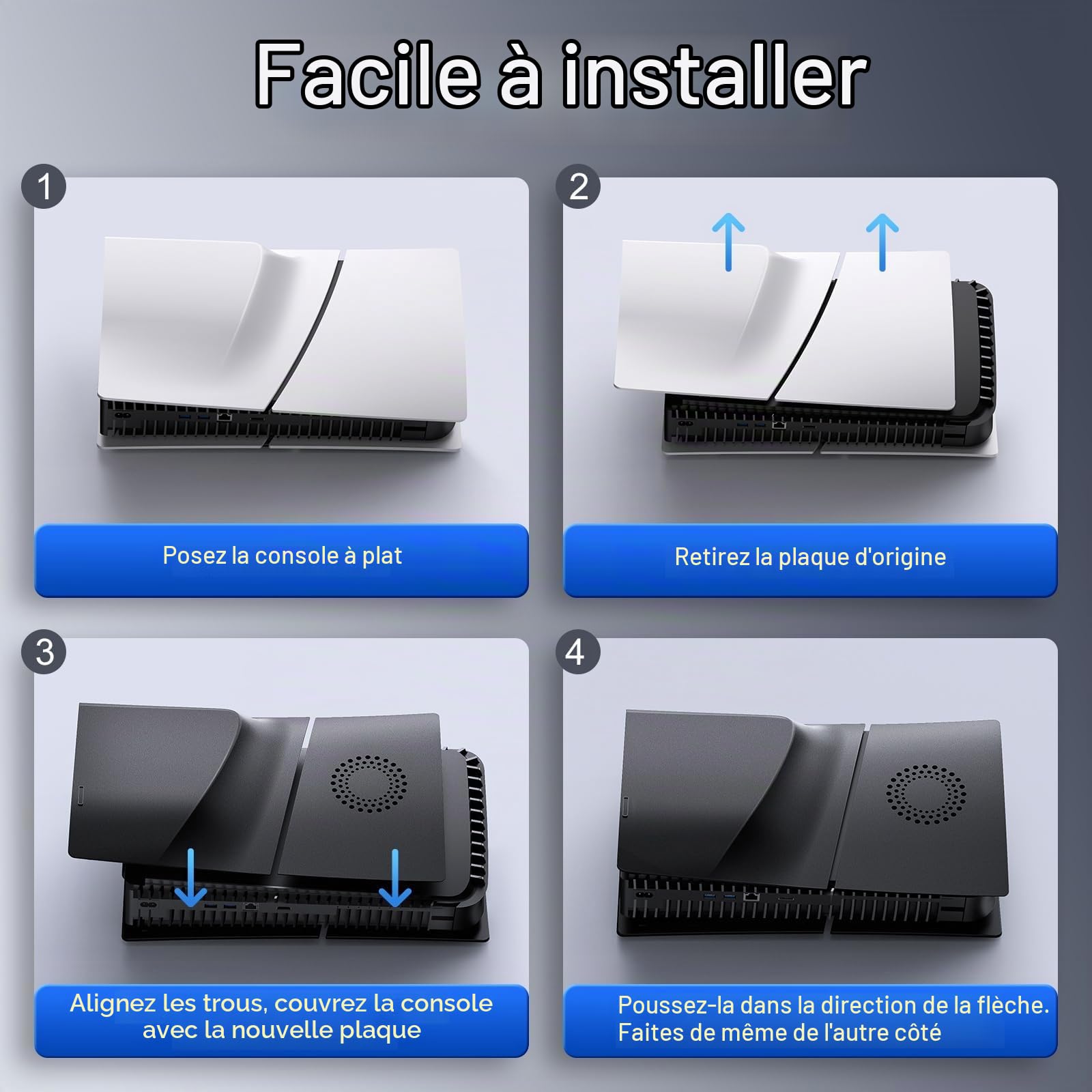 Coque pour Ps5 Slim Disc Version,Facade Ps5 Slim,avec Orifice pour Le Ventilateur, Housse De Remplacement pour PlayStation 5 Slim Protection, Noir