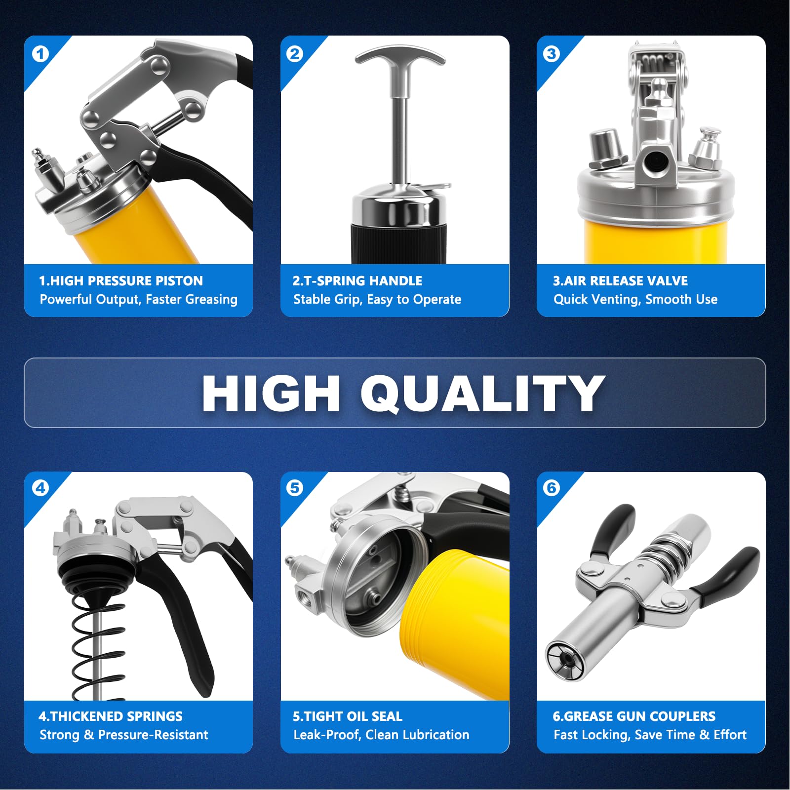 14Pcs Grease Gun Kit 7000 PSI – 14 oz Manual Grease Gun with 18" Flex Hose, Quick Coupler, Precision Tips, Gloves, Towel, Storage Bag, and All Necessary Accessories for Automotive, Marine, Machinery