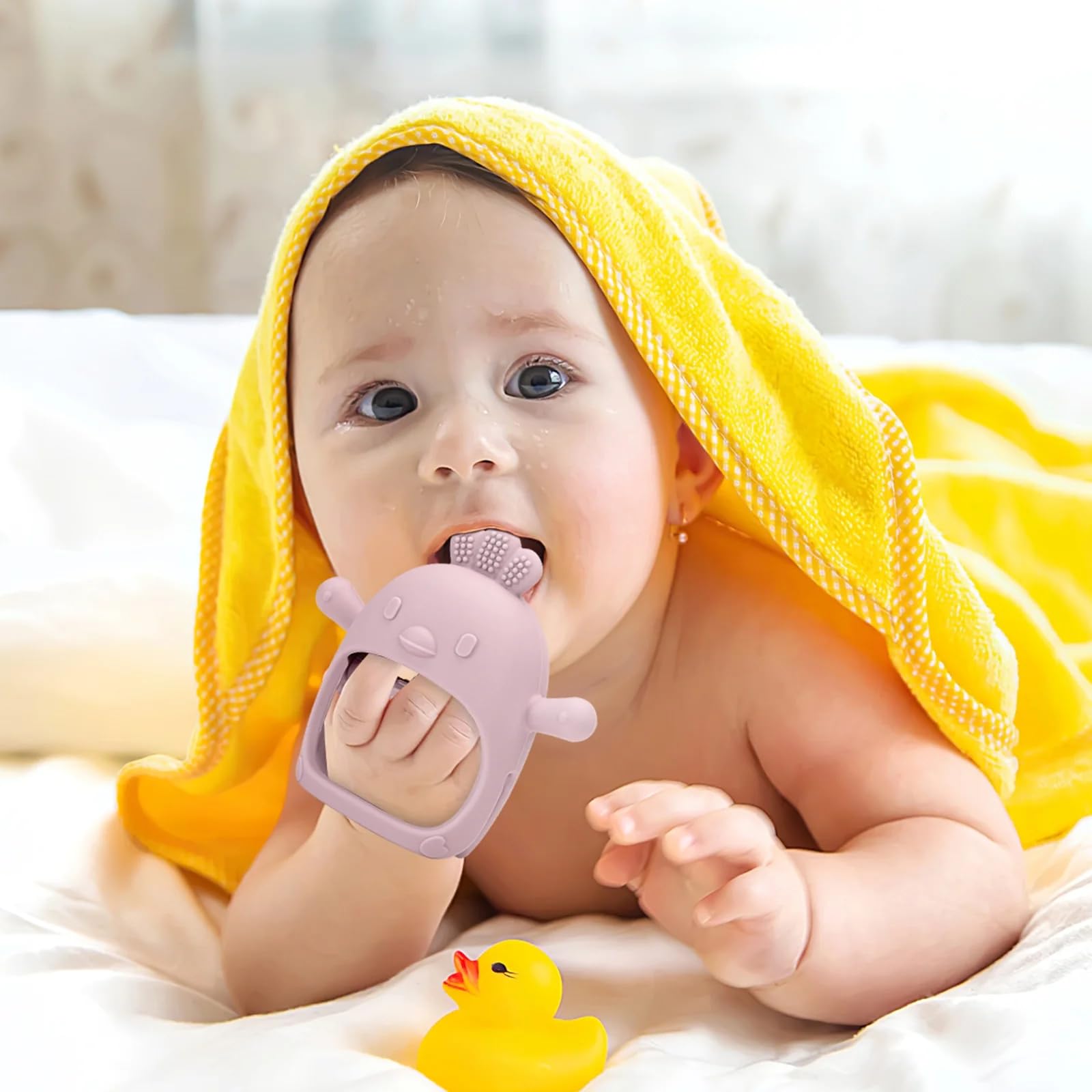 KESI ORNAMENTS Baby Teething Toys, Teethers for Babies 3-6 Months, BPA Free Baby ChewToys, Teether Mitten Teething Toys with Soft Texture for Sensory Exploration and Itching Teething Relief(Peach) - Image 9 thumbnail