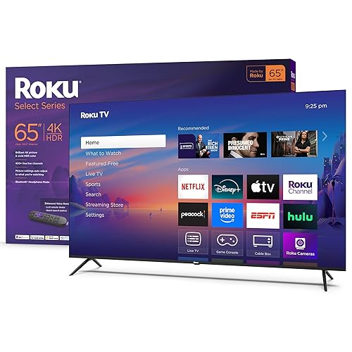 Roku Smart TV 2025 – 65-Inch Select Series, 4K HDR TV – RokuTV with Enhanced Voice Remote – Flat Screen LED Television with Wi-Fi for Streaming Live Local News, Sports, Family Entertainment - 65"