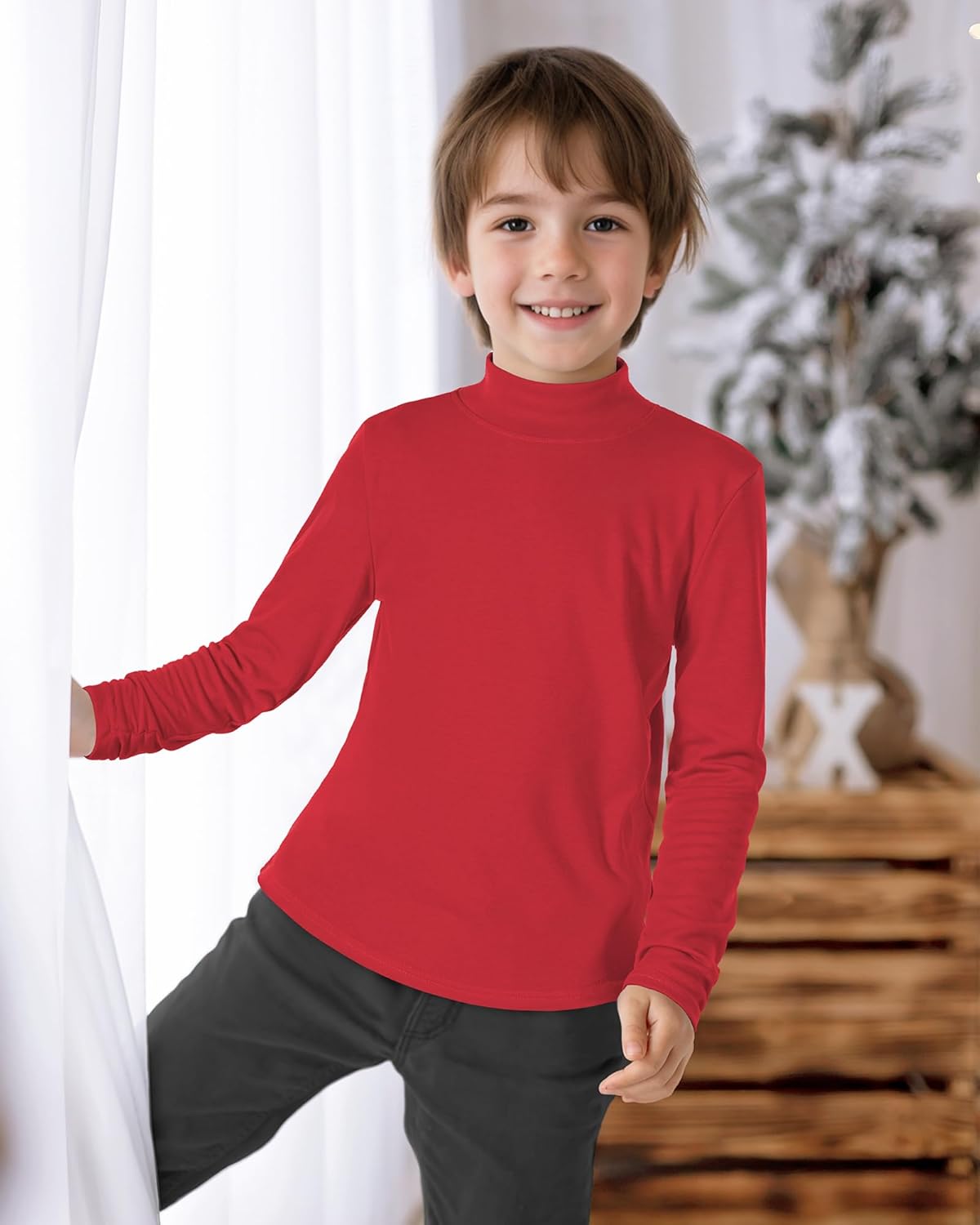 Auranso 3 Pack Boys Girls Turtleneck Kids Long Sleeve Shirts Solid Warm Unisex Turtle Neck Top - Image 6