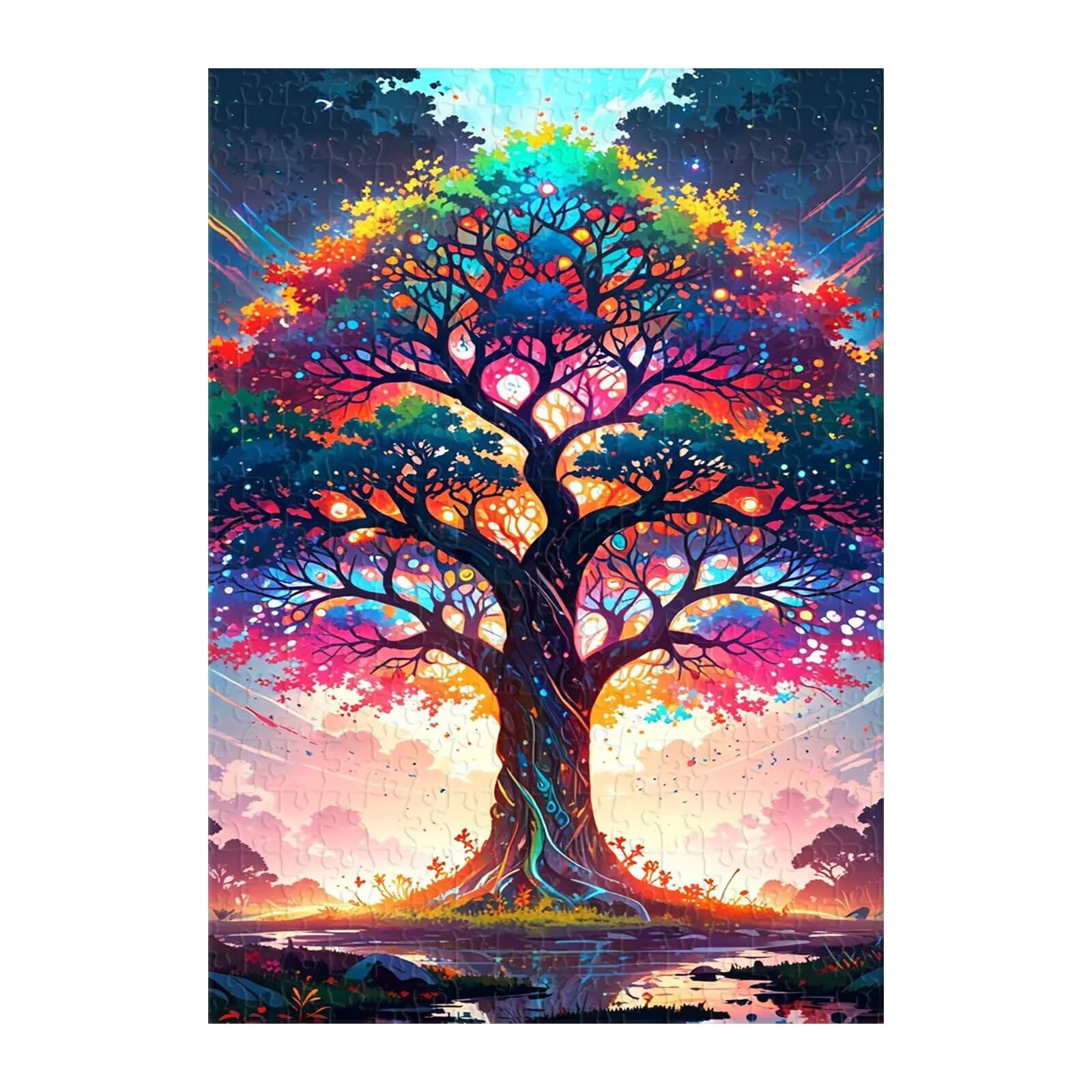 Puzzle 2000 elementów, kolorowe łamigłówki drzewa życia, puzzle niemożliwe logiczne wyzwanie trudne puzzle 2000 sztuk dla dorosłych