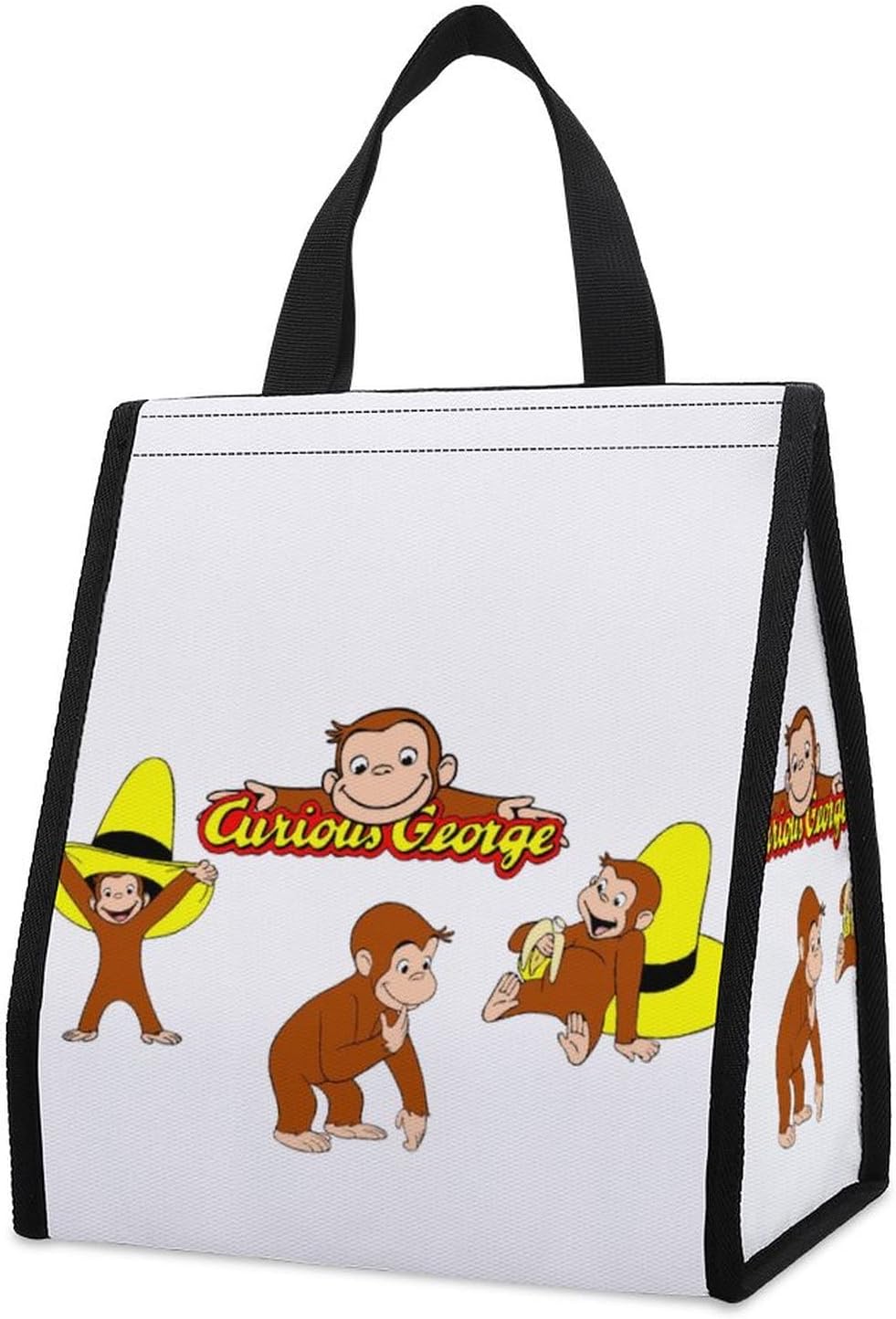 おさるのジョージ ランチバッグ ブラック お弁当箱 保冷 がま口 保温 保冷バッグ ファスナー付き コンパクト お弁当袋 ソフトクーラーバッグ トート エコバッグ それは3つの主要な機能を持っています ホット コールド 保存 激安卸販売新品