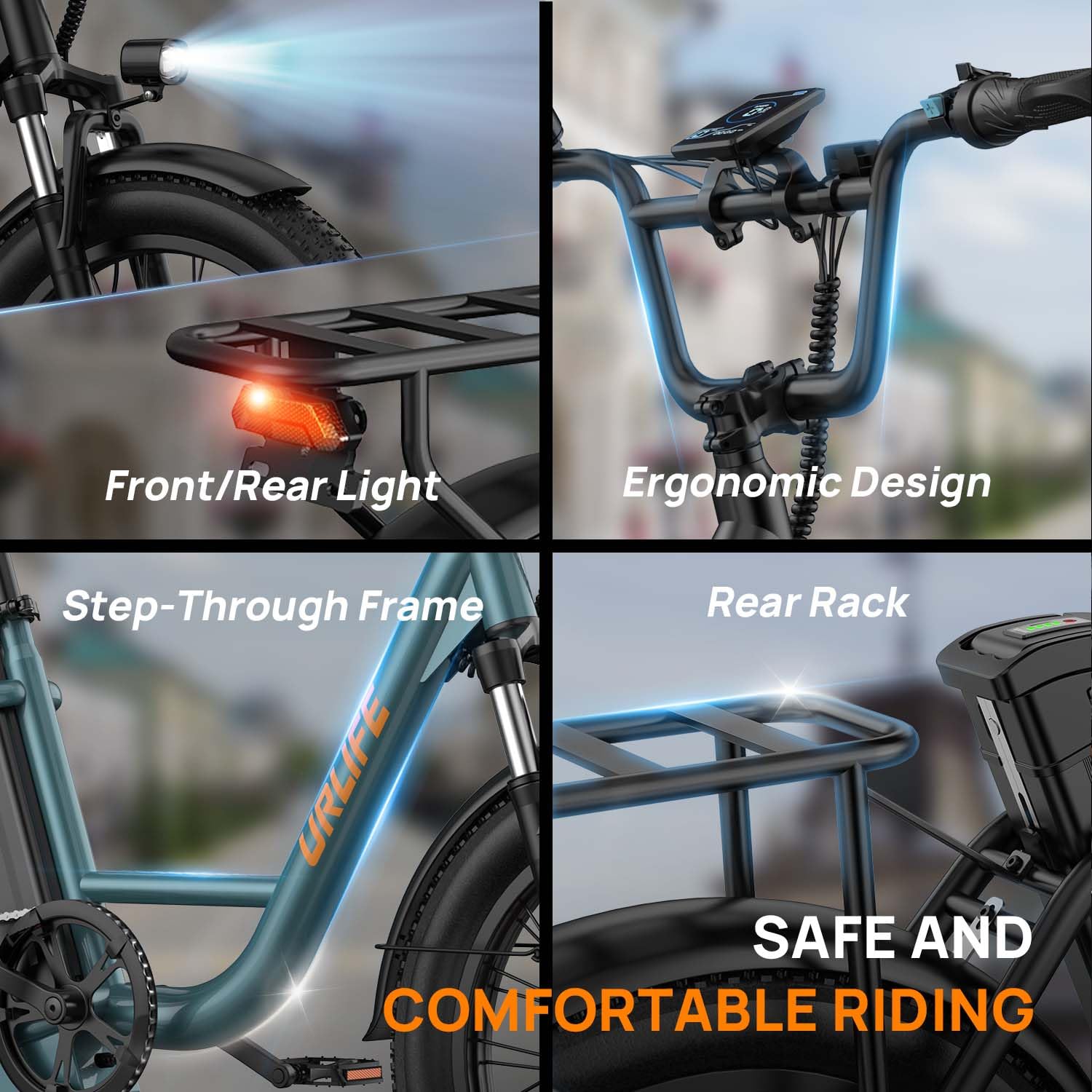 URLIFE Bicicleta eléctrica para adultos, 20 x 3,0 pulgadas, bicicleta eléctrica para viajeros urbanos, batería intercambiable de 48 V 13 Ah hasta 100 KM, motor de 250 W, bicicletas eléctricas para