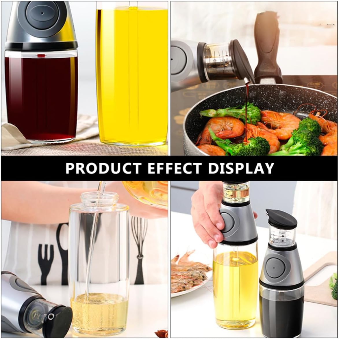 ABOOFAN 500ml Glass Leak-proof Oil Bottle with Pressing Design, Kitchen Oil Container for Liquid Condiments, Sturdy Glass and Plastic Material, for Cooking and Storage