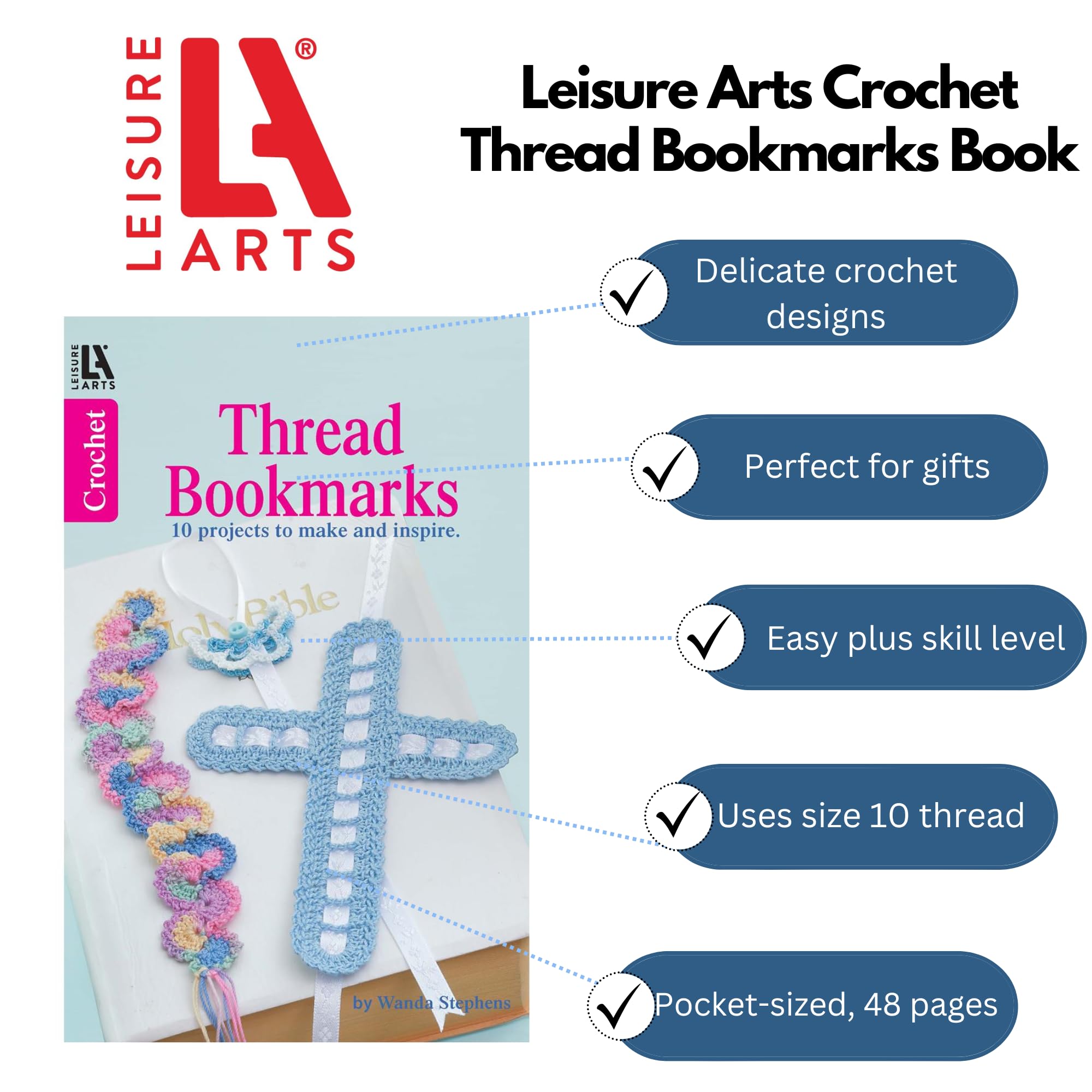 Leisure Arts Crochet Thread Bookmarks Book - Image 2