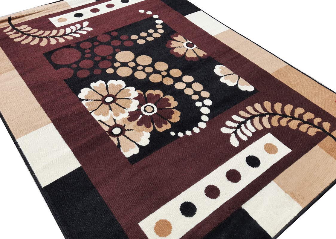 THE GLOBAL CARPETS Multiple Choice Acrylic Anti-Slip Washable Carpet for Bedroom Living Room Hall & Kitchen, Size 3x5 Feet (90 x 145 cm) Black & Multi