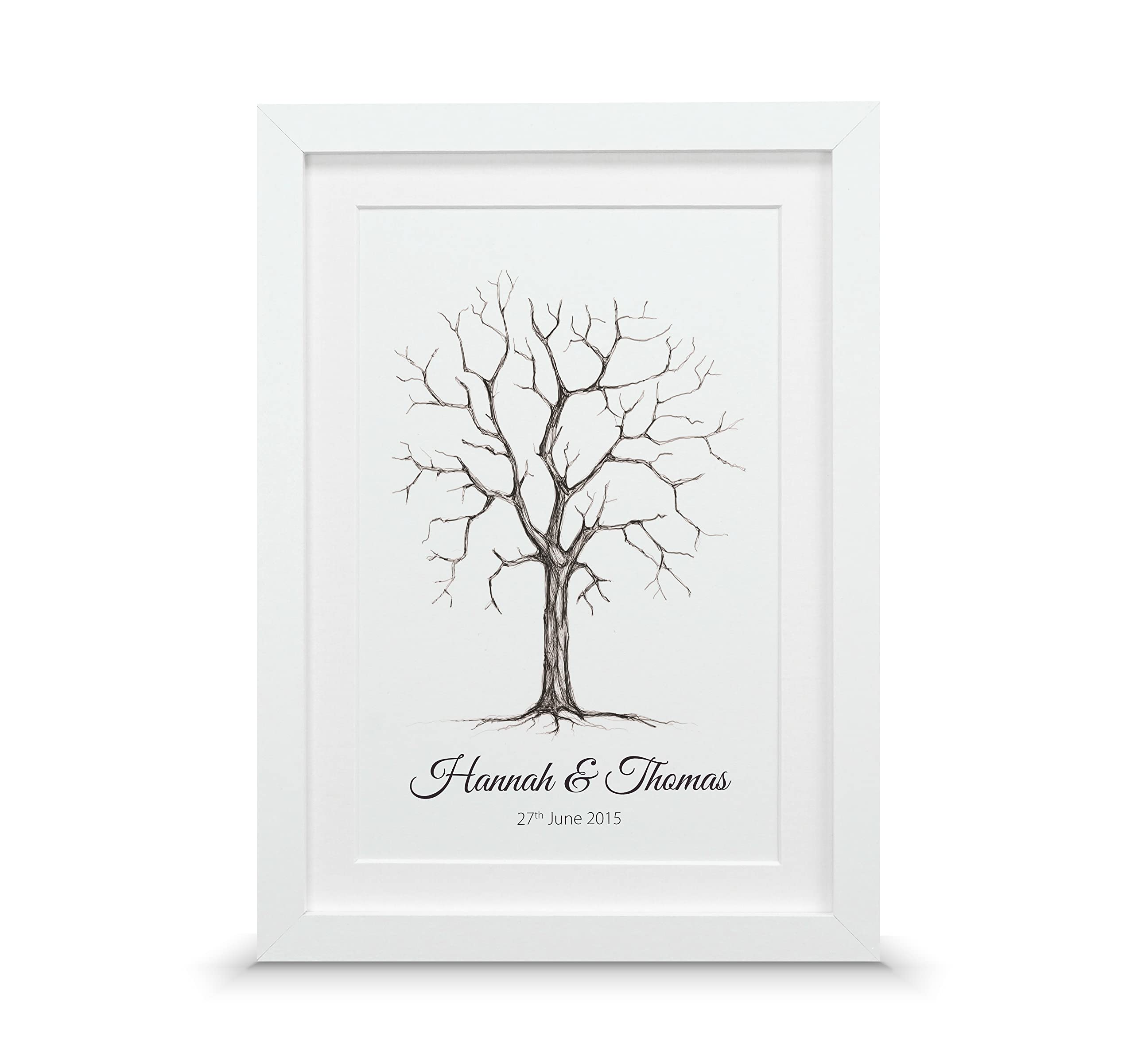 Alternative guest book | Fingerprint tree (A4-30x21cm, Print & Standard Frame)