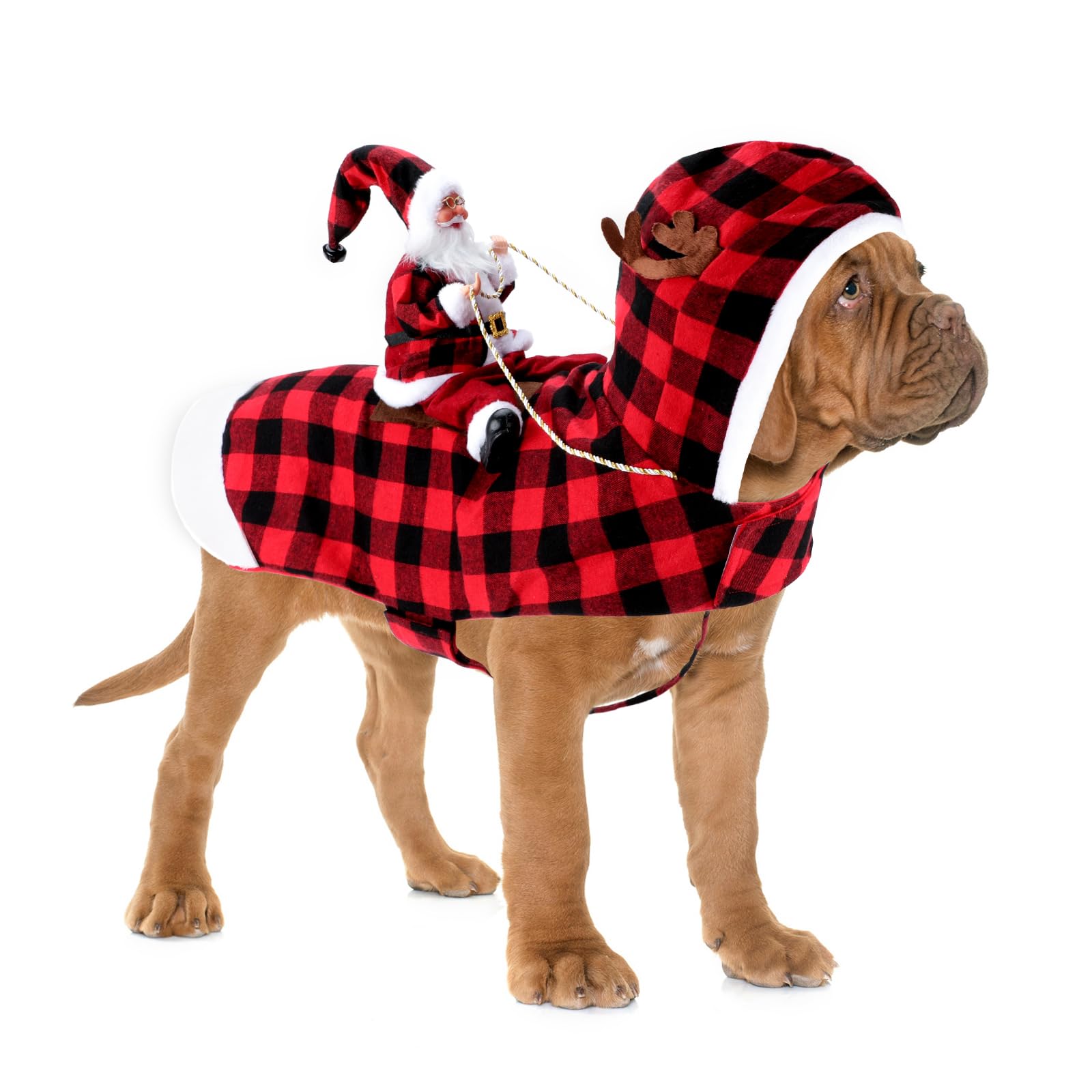 BWOGUE Santa Dog Costume Christmas Pet Clothes Santa Claus Riding Pet Cosplay Costumes Party Dressing up Dogs Cats Outfit for Small Medium Large Dogs Cats