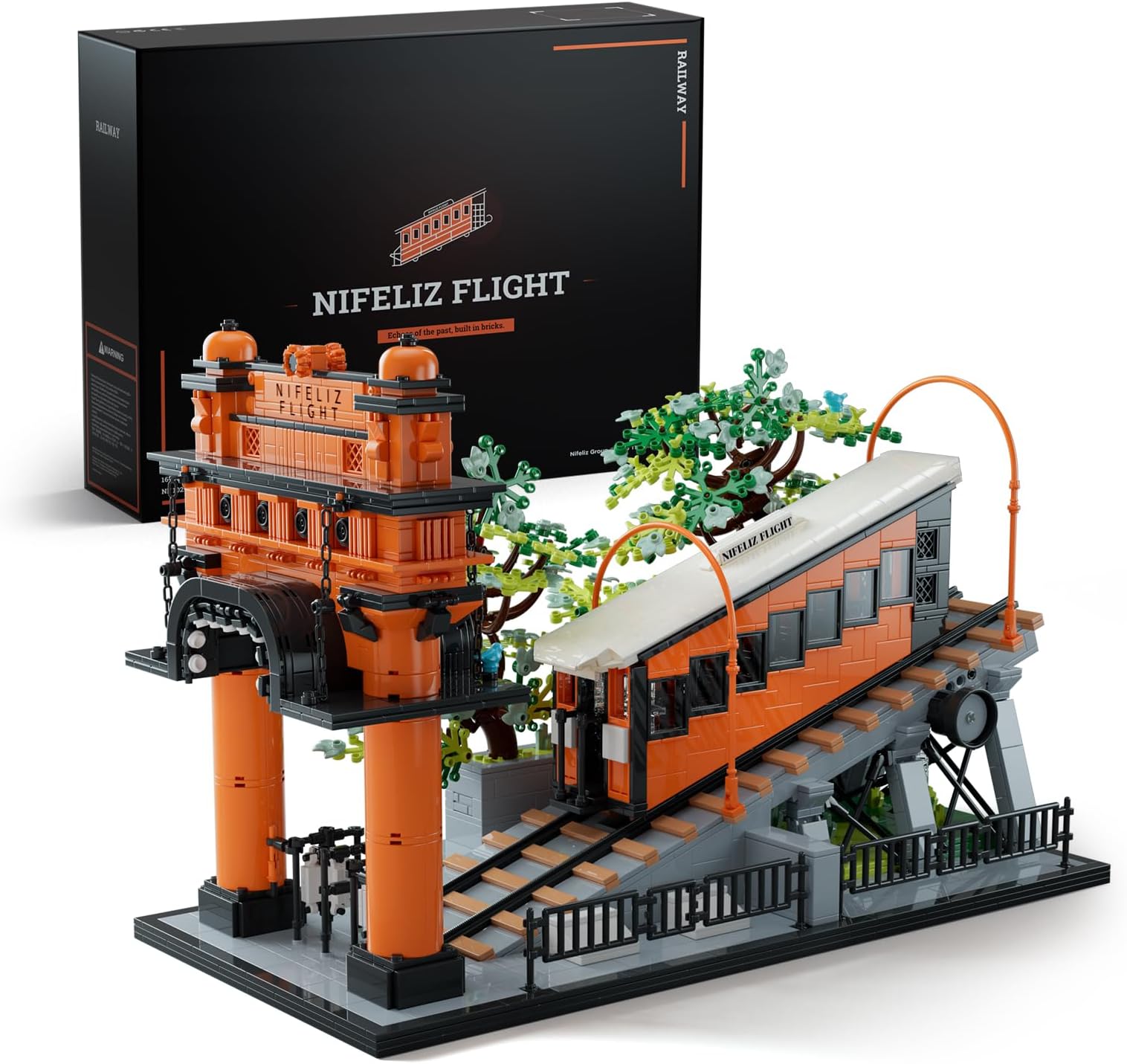 Flight Railway Train Building Set, Vintage Cable Car Railway Display Model for Décor, Memorable Festival Gift for Adults (2,892 PCS, NF10294)