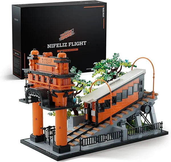 Nifeliz Flight Railway Building Set, Vintage Cable Car Railway Display Model for Décor, Memorable Festival Gift for Adults (2,892 PCS, NF10294)