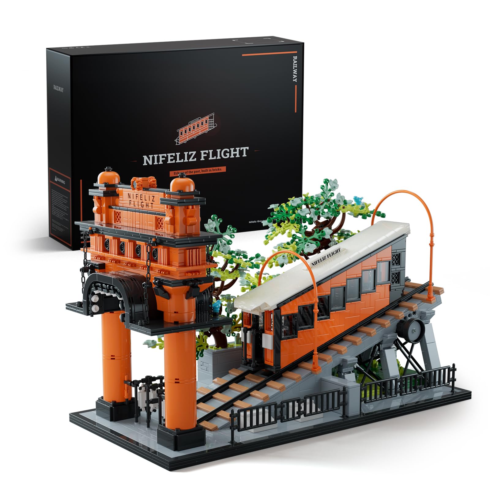 NifelizFlight Railway Train Building Set, Vintage Cable Car Railway Display Model for Décor, Memorable Festival Gift for Adults (2,892 PCS, NF10294)