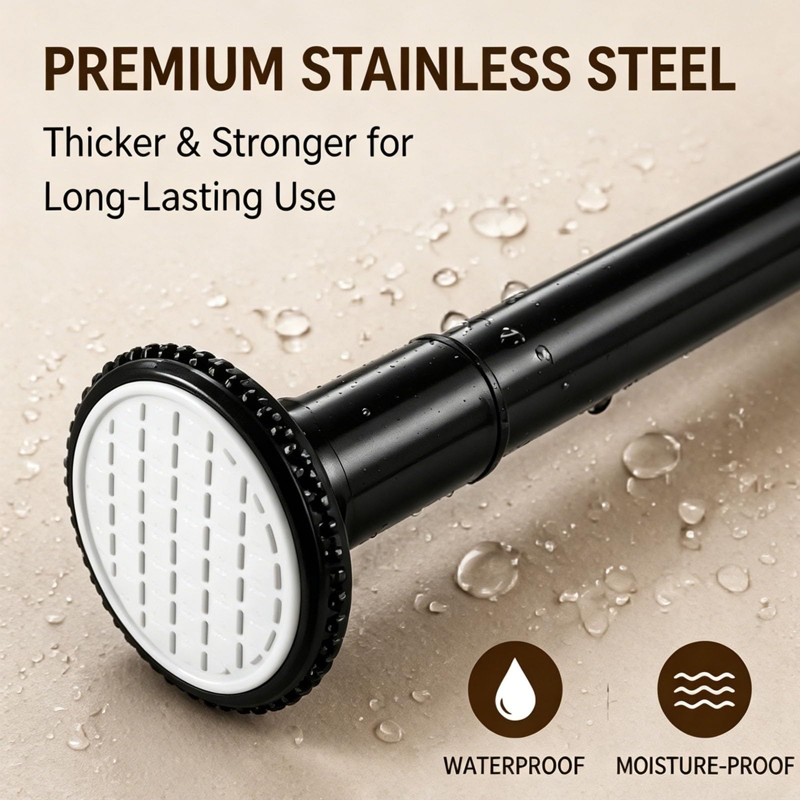 Tringle à rideau de douche, sans perçage, facile à installer, antidérapante, longueur réglable pour salle de bain, cuisine, placard, design durable, adaptée à différents espaces