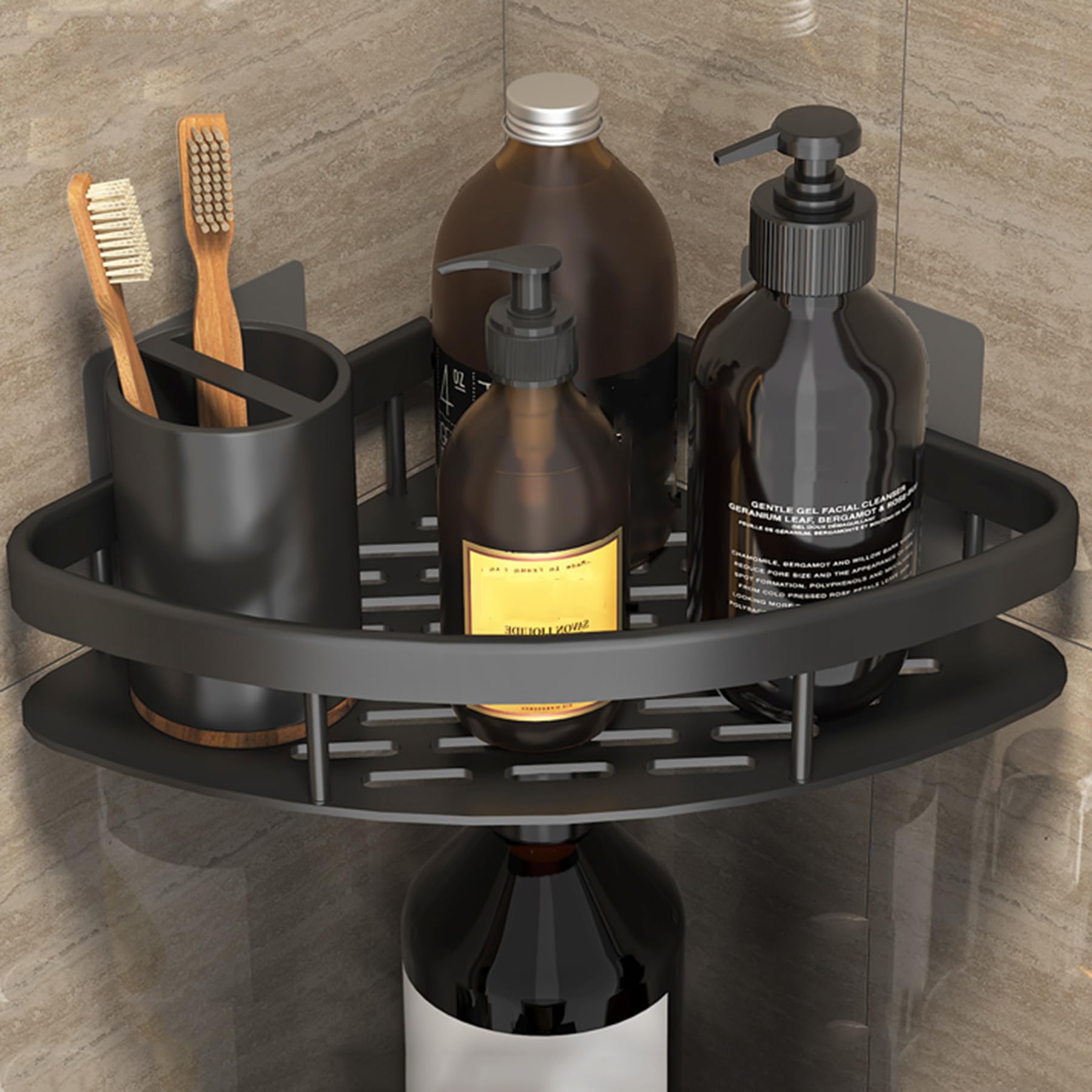 SRURLLUG Adhesive Shower Caddy Wall Mount Large Capacity Triangle Bathroom Shelves Rack Rustproof 3 Packs Shower Organizer No-Drill