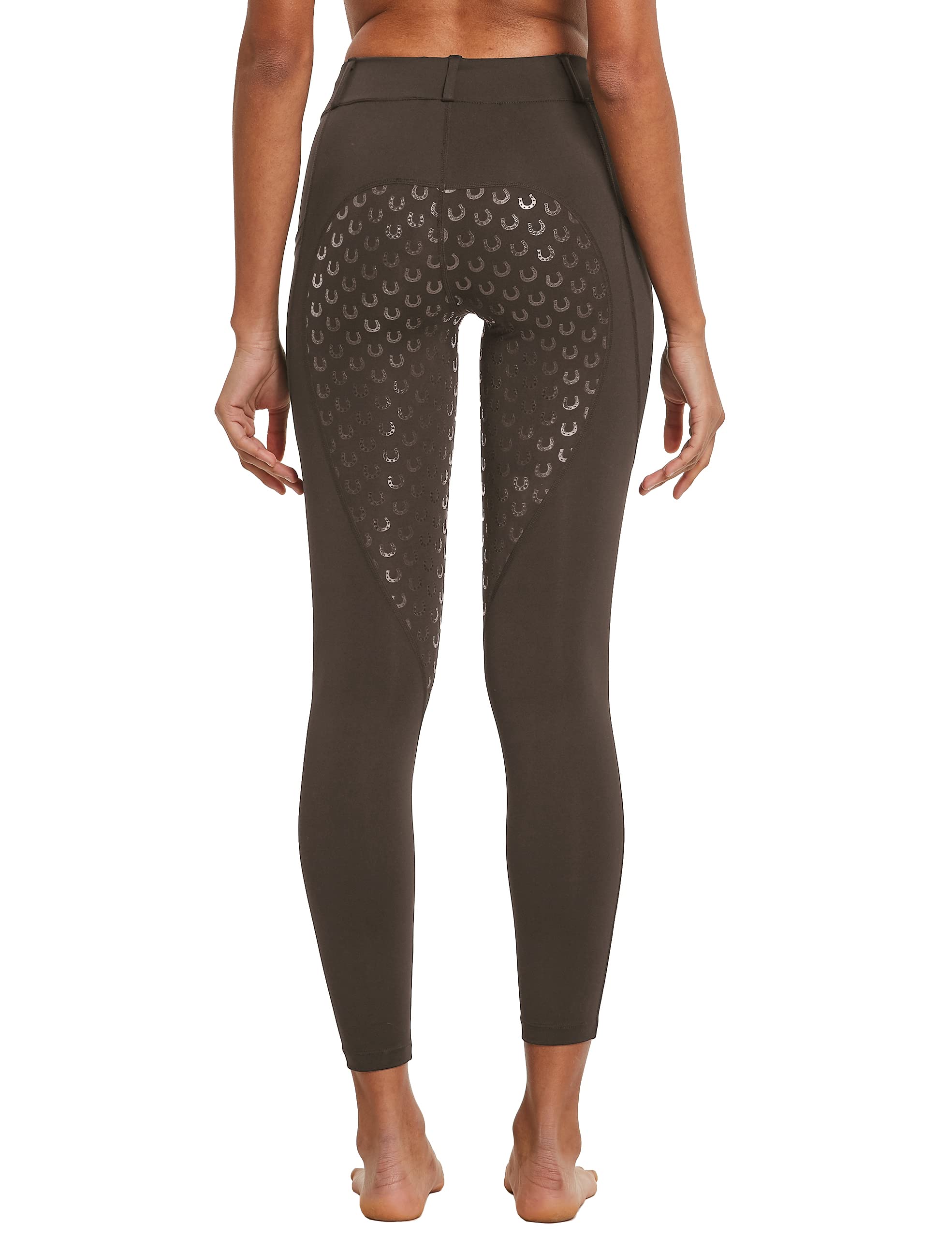 FitsT4 Leggings da Equitazione da Donna, in Silicone, con Tasca per Cellulare e Passanti per Cintura