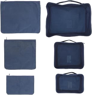 6pcs Waterproof Travel Storage Bags Oxford Fabric Six Piece Set Blue | Clothes Packing Cubes for Drawers and Bed, Simple Stylish Home Organization