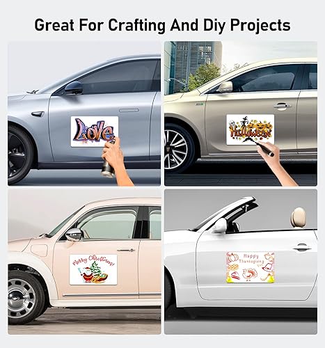 Miniatura 6 de KLSKKJ Imanes de automóvil en blanco con 40 mils, paquete de 2 imanes y calcomanías de 17 x 12 pulgadas, esquinas redondeadas en blanco blanco para