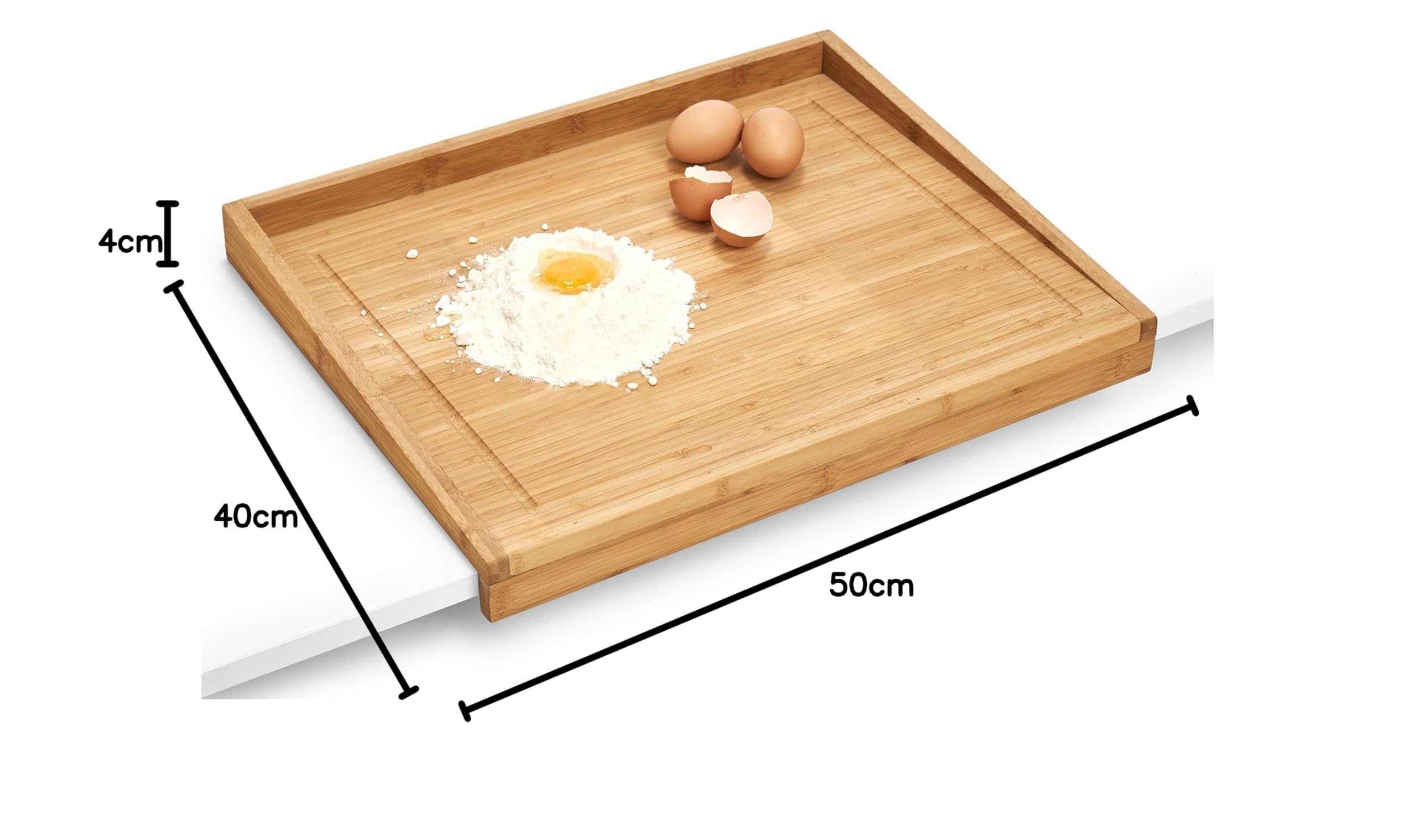 Zeller 25320 - Tabla de Cortar con surco y Bordes, 50 x 40 x 4.5 centímetros, Madera de bambú
