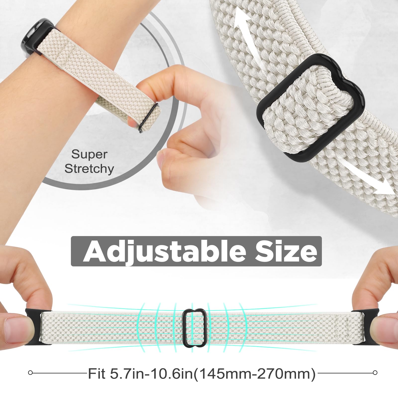 Runostrich Elastic Nylon Watch Strap Compatible with Xiaomi Smart Band 10/9/8 Sports Strap Soft Watch Band Adjustable Replacement Band for Women Men - Image 4