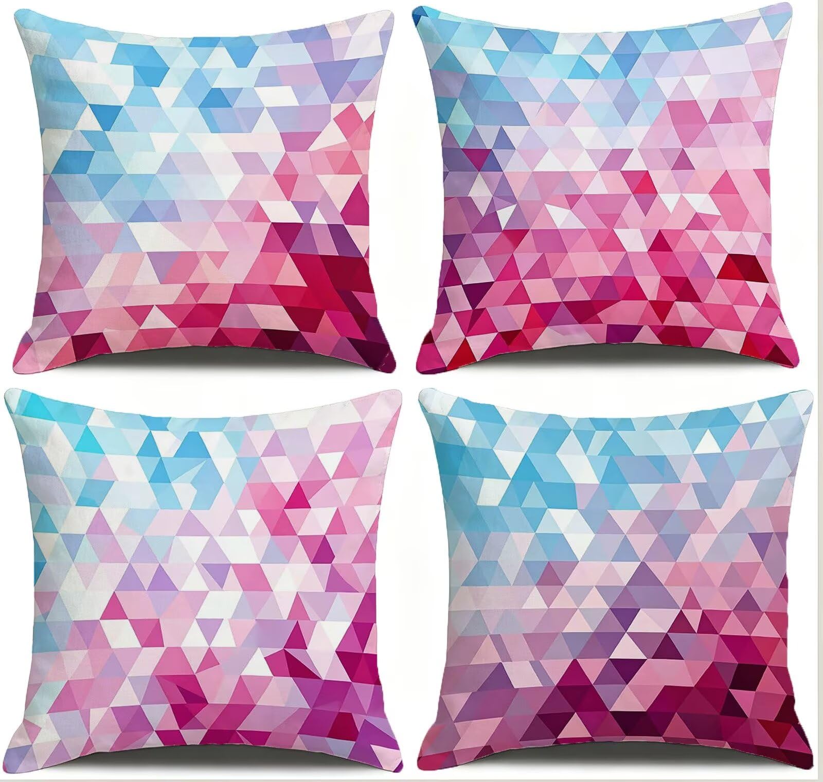 Rosa Federe Cuscini Divano 50x50cm, Cuscini da Esterno Set de 4, Cod-151 | Velour Copricuscini Decorativi Letto Arredo, per Letto, Soggiorno, Giardino, Esterno, Casa Decorazione Set di 4 Geometria