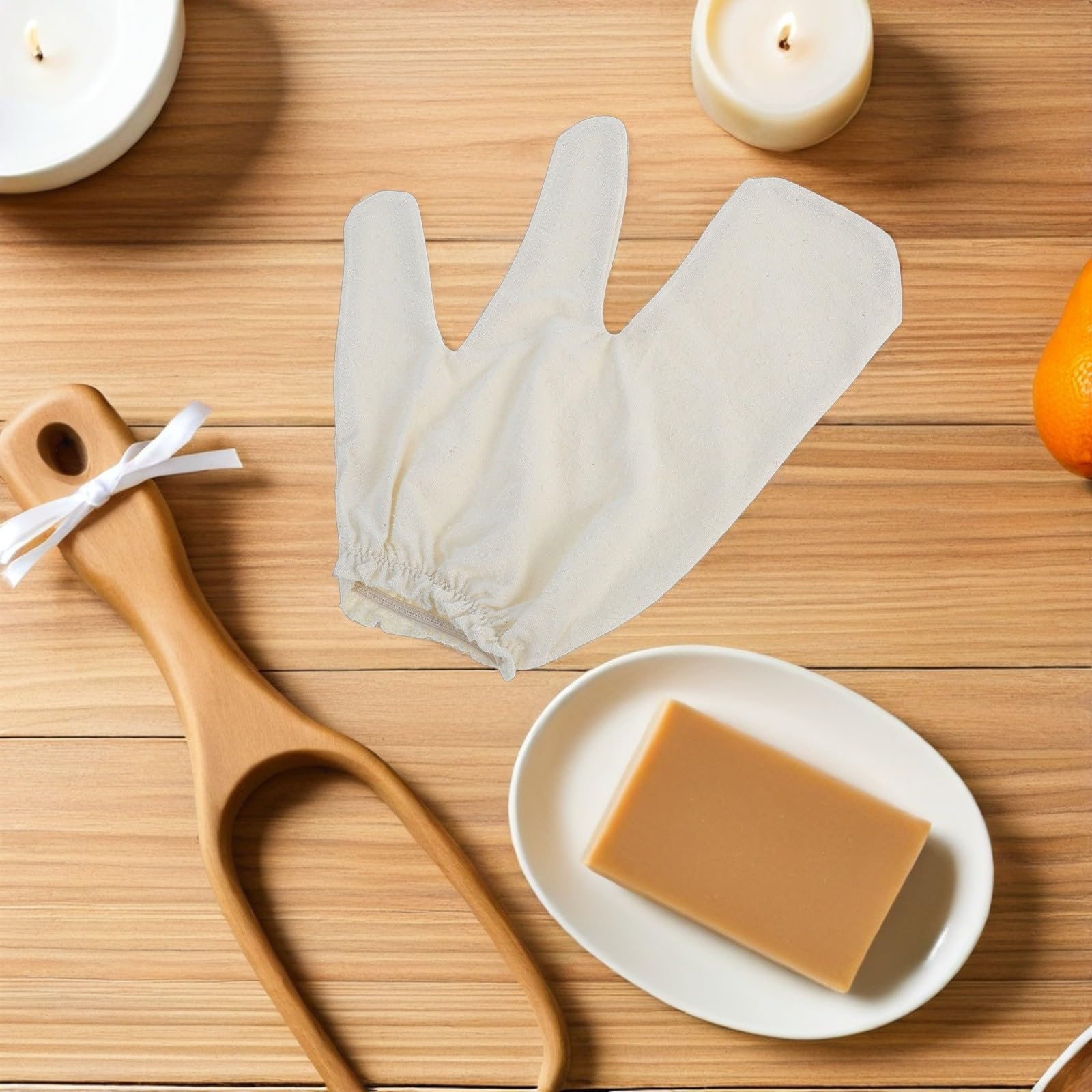 3 Piezas Guantes Exfoliantes para Manos de Seda Cruda, Dos Dedos