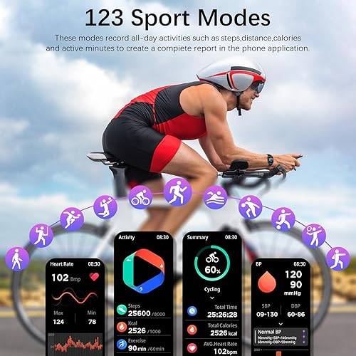 Miniatura 4 de Relojes inteligentes para hombres (respuestahacer llamadas), rastreador de fitness con 123 modos deportivos, monitor de frecuencia cardíaca, Spo2,