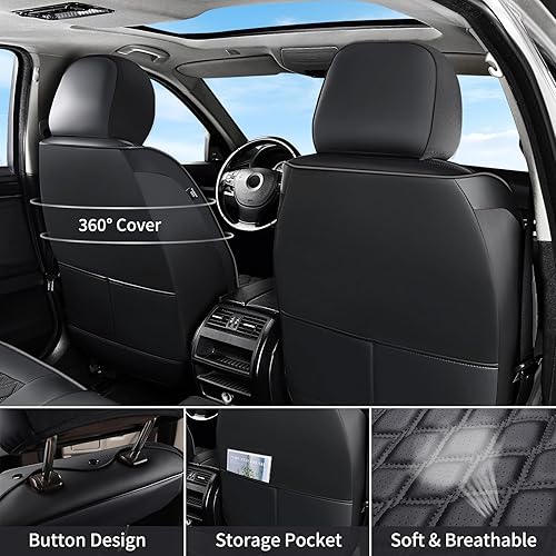 Miniatura 2 de Huidasource Fundas de asiento Dodge Ram, funda de asiento de cuero para camioneta delantera y trasera, apta para 2009-2018 1500, 2010-2023 25003500