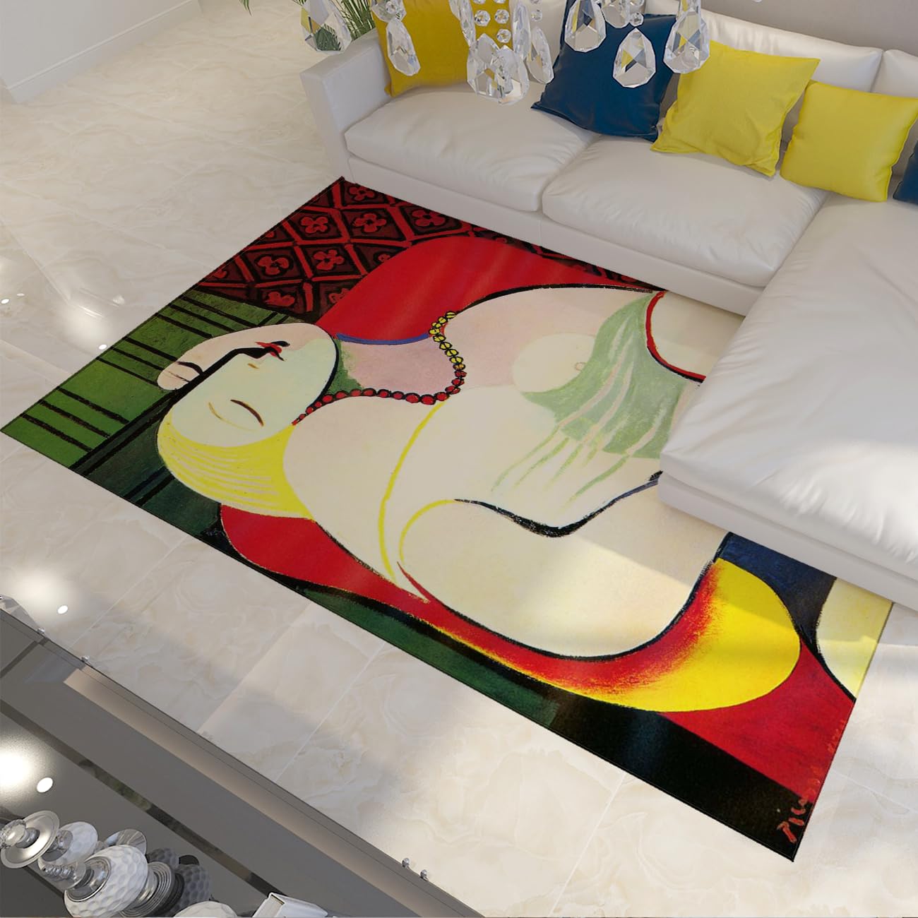 Tapis Lavable 120x160cm Le Rêve Cubisme Ras Antidérapant